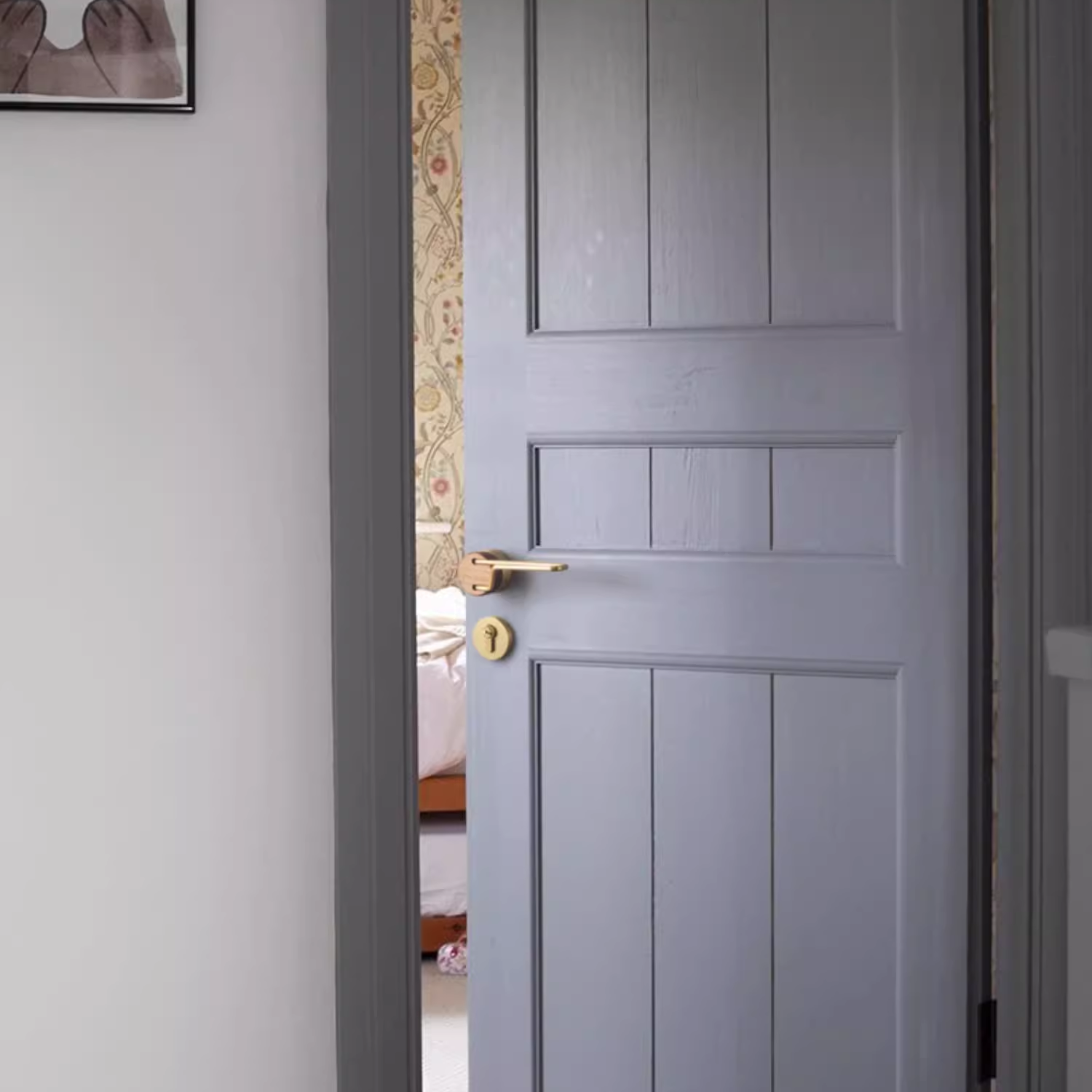 Goo-Ki High-end Brass Black Walnut Door Lock Creative Door Handle Interior Mute Door Lock