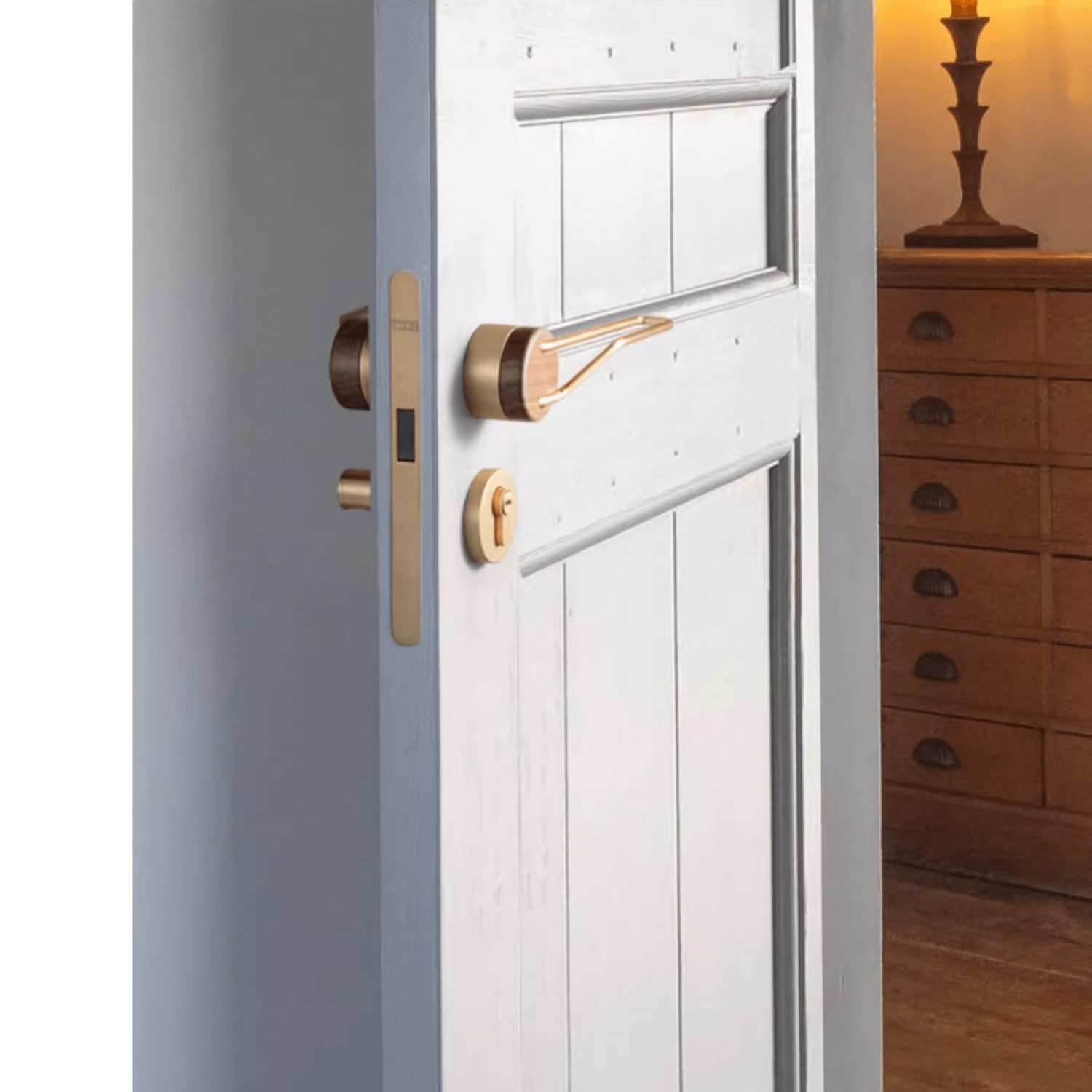 Goo-Ki High-end Brass Black Walnut Door Lock Creative Door Handle Interior Mute Door Lock