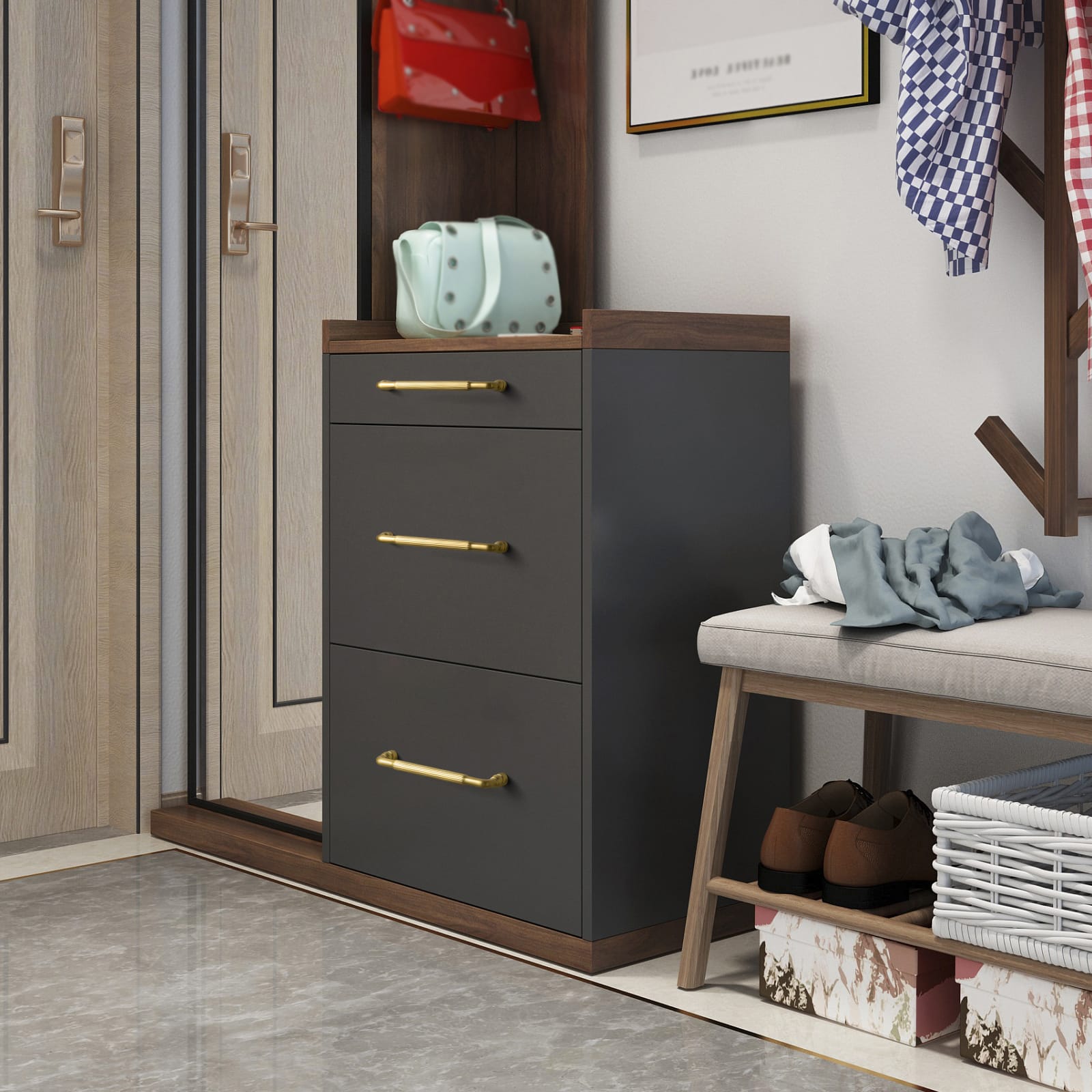 Goo-Ki Industrial Decorative Cabinet Pulls Unique L-shaped Drawer Handles with Textured Grip