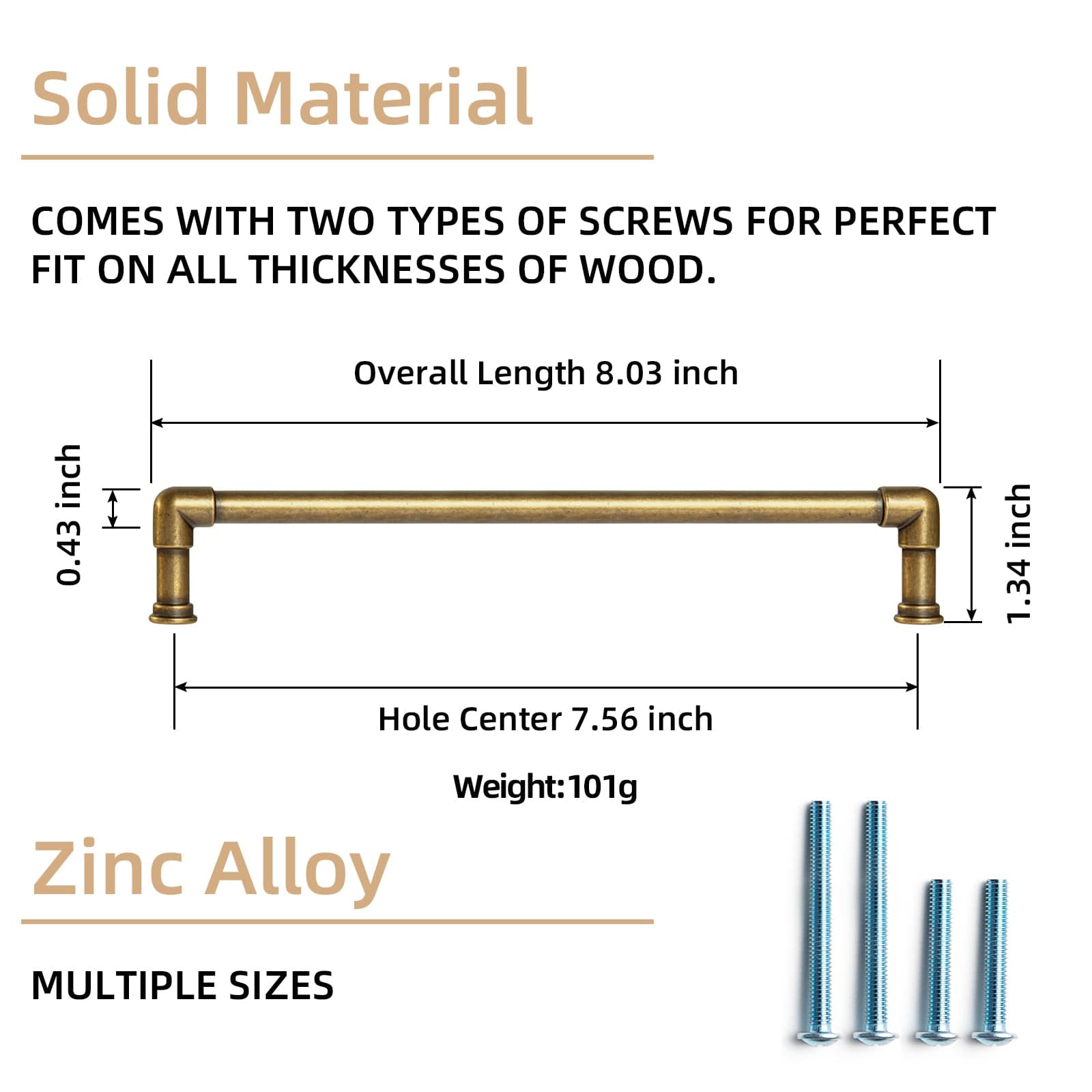 Goo-Ki Industrial Pipe - Shaped Zinc Alloy Cabinet Pulls Retro Furniture Hardware