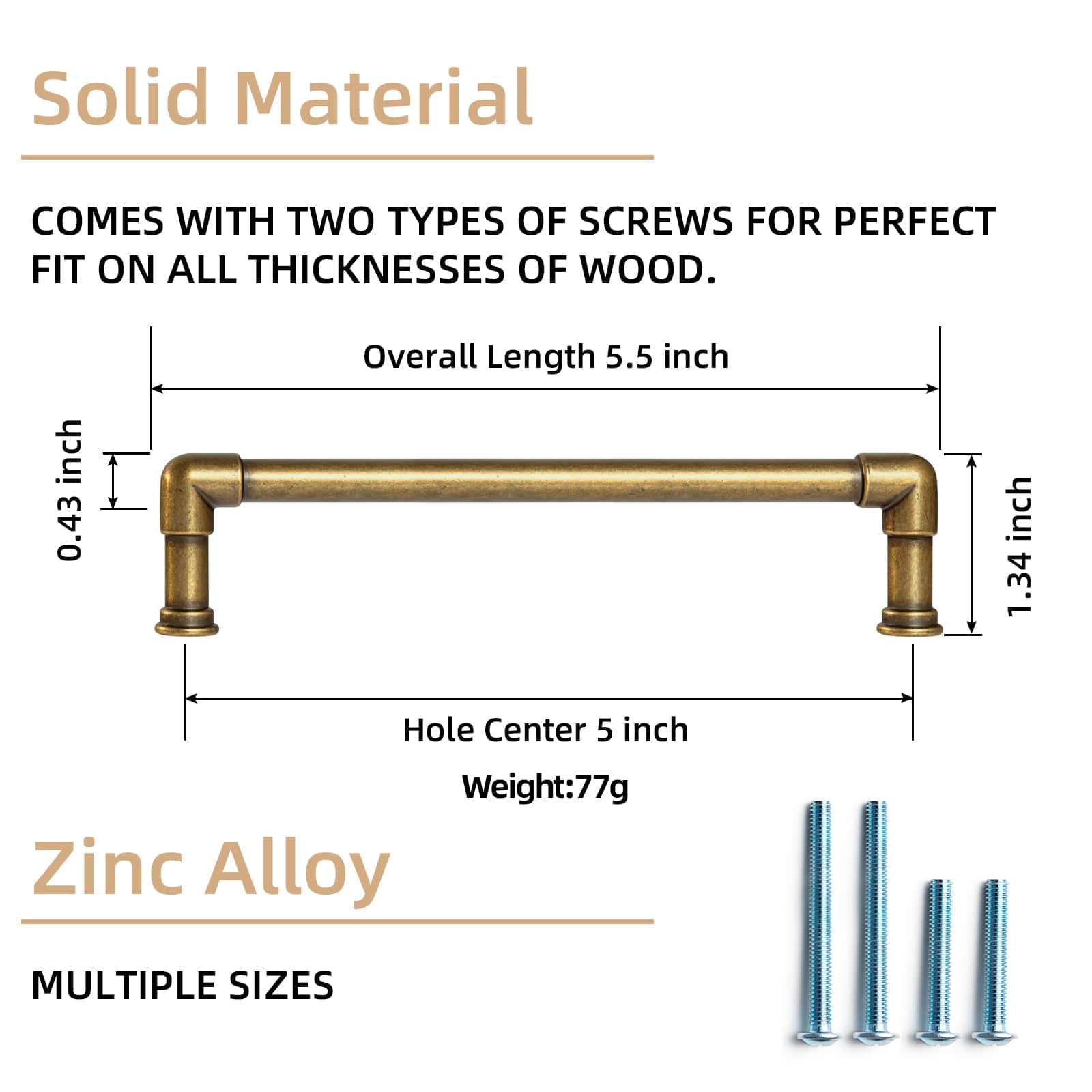 Goo-Ki Industrial Pipe - Shaped Zinc Alloy Cabinet Pulls Retro Furniture Hardware