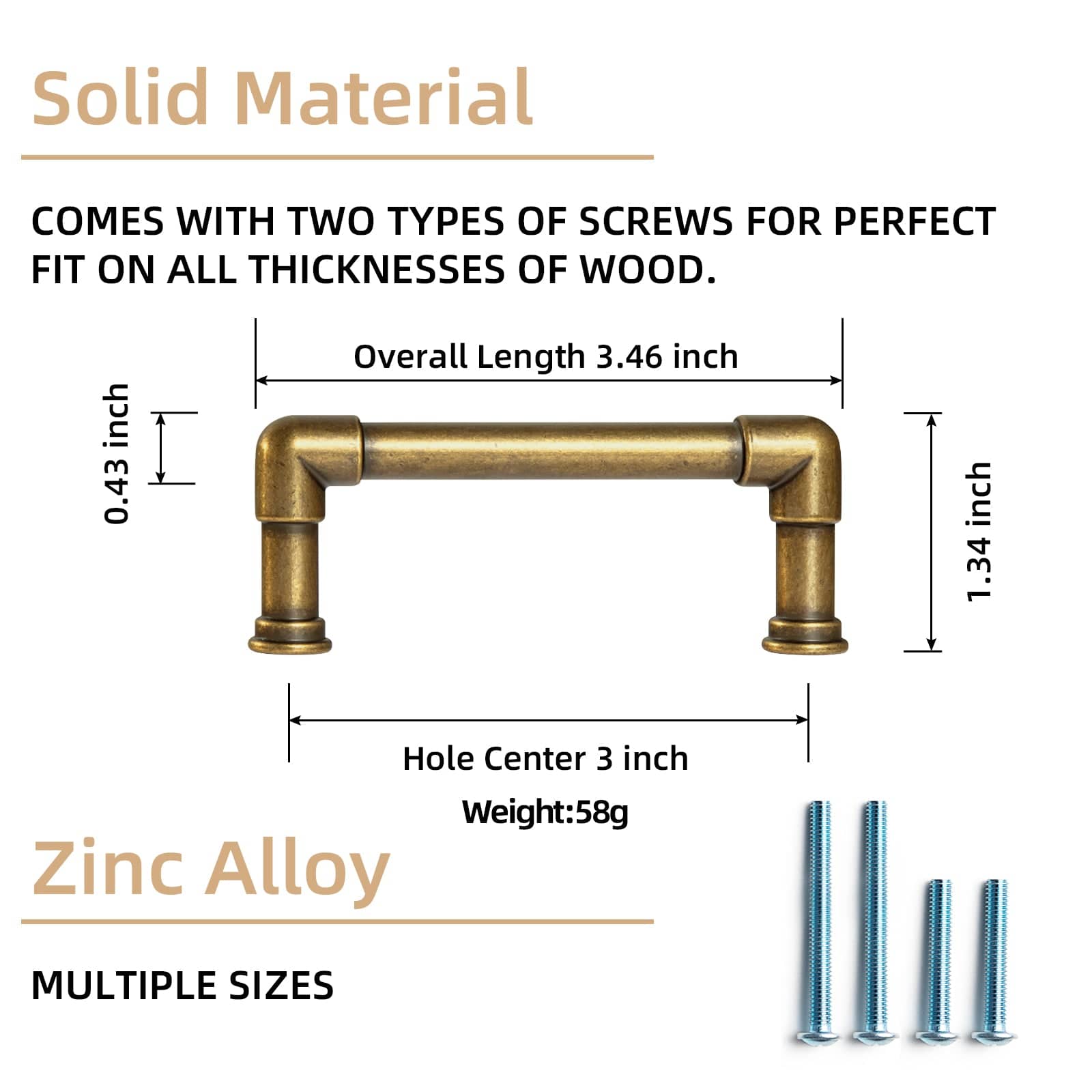 Goo-Ki Industrial Pipe - Shaped Zinc Alloy Cabinet Pulls Retro Furniture Hardware