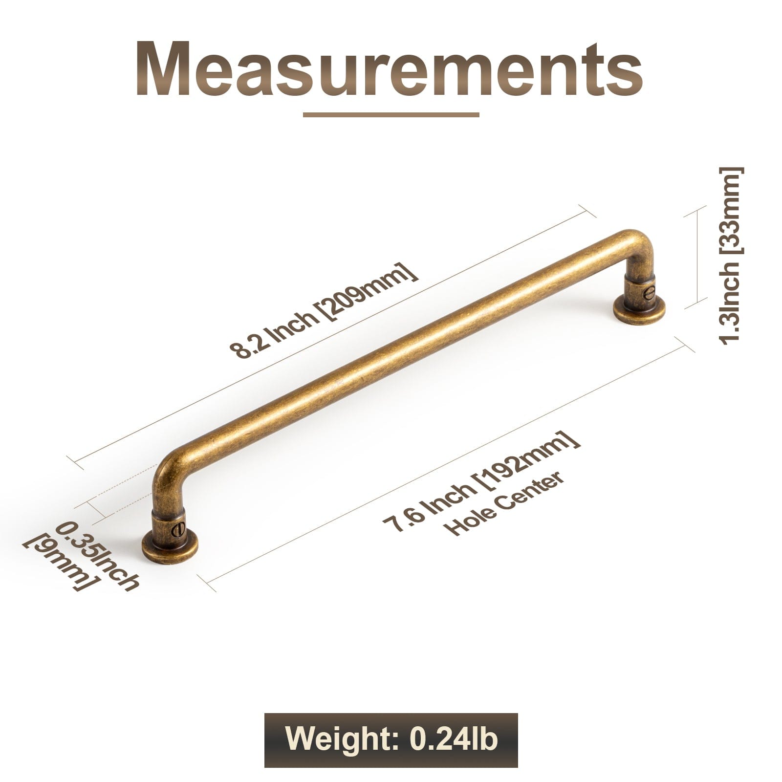 Goo-Ki Industrial Round Bar Zinc Alloy Pulls - Champagne Bronze & Antique Brass Finish