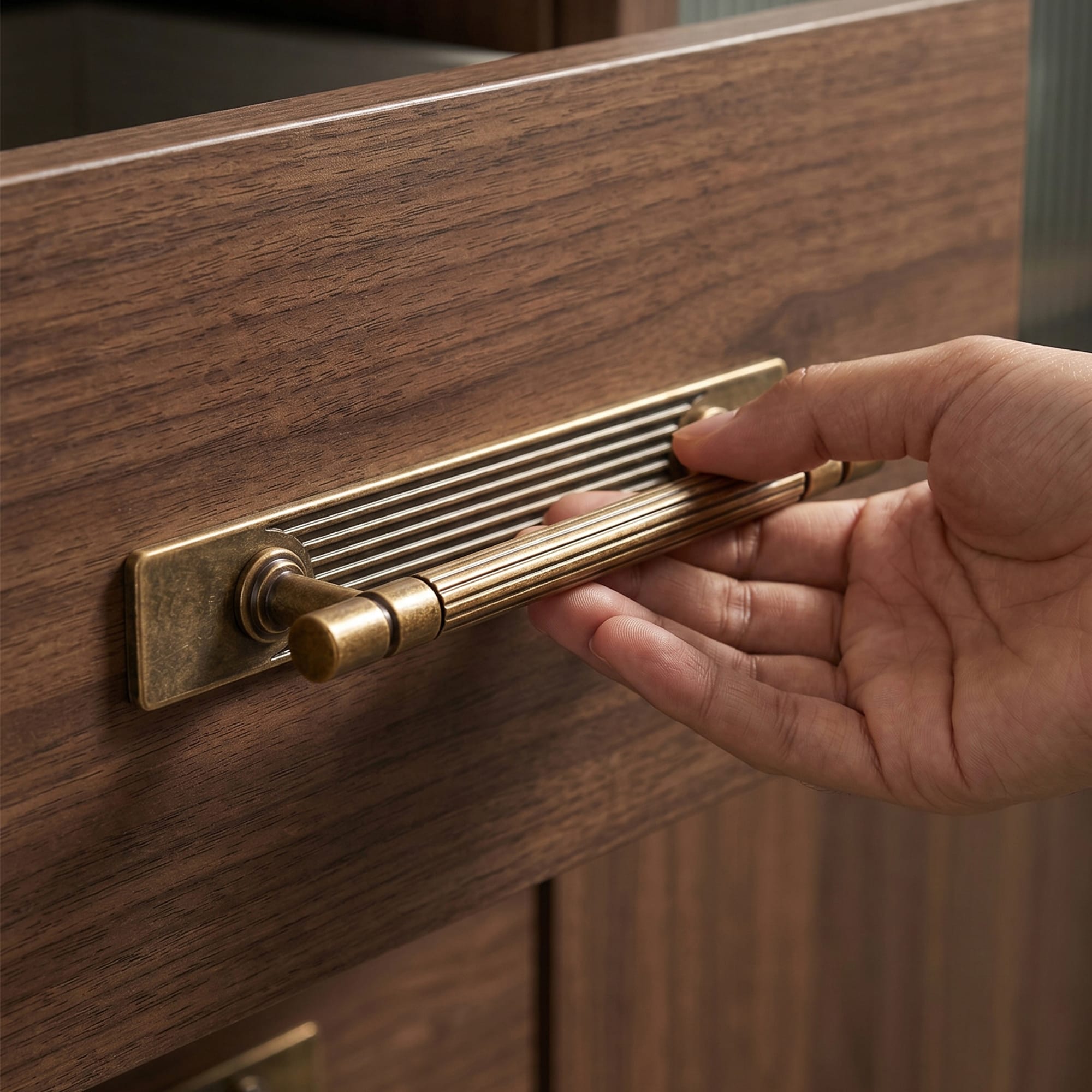 Goo-Ki Industrial Style Retro Zinc Alloy Cabinet Pulls with Striped Texture