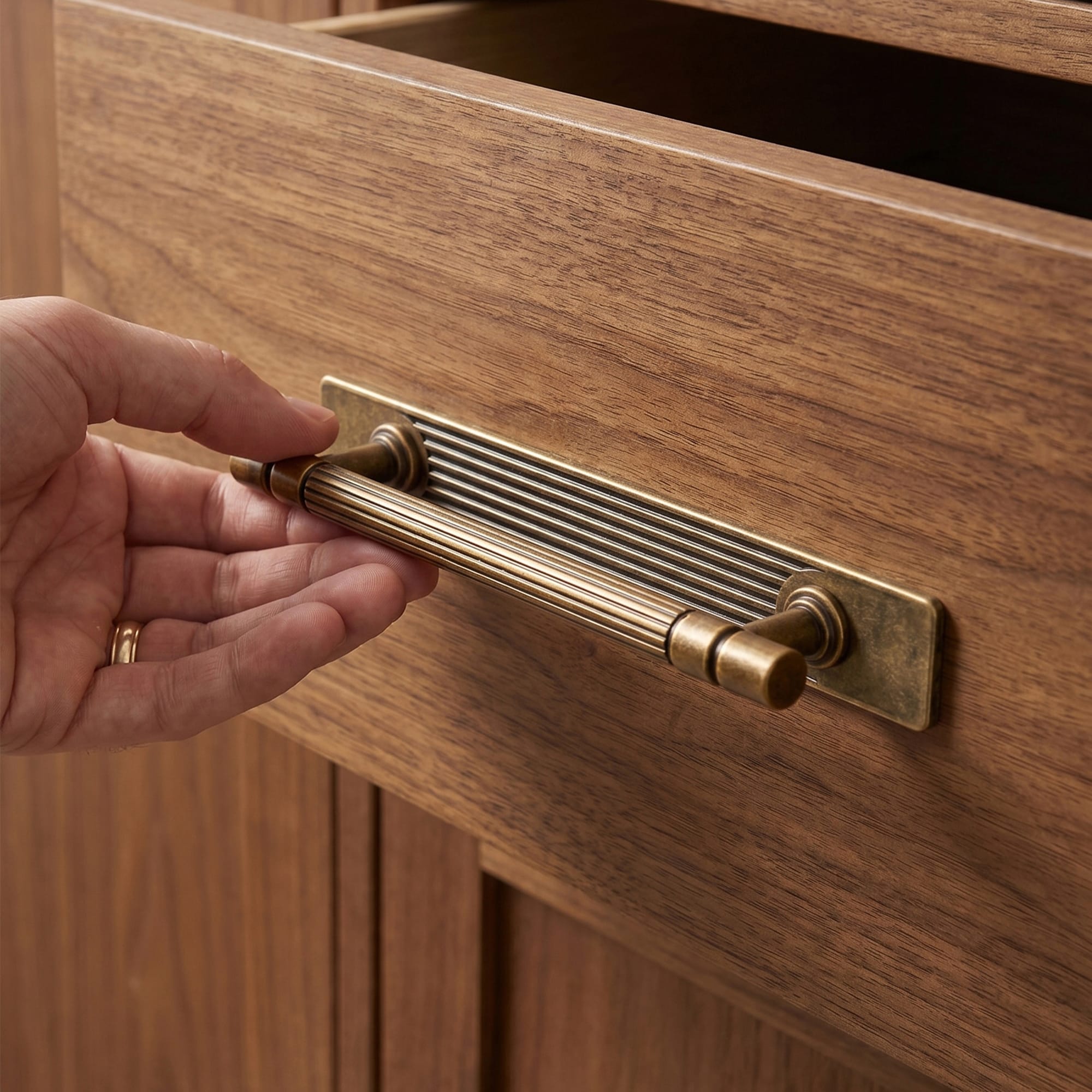 Goo-Ki Industrial Style Retro Zinc Alloy Cabinet Pulls with Striped Texture