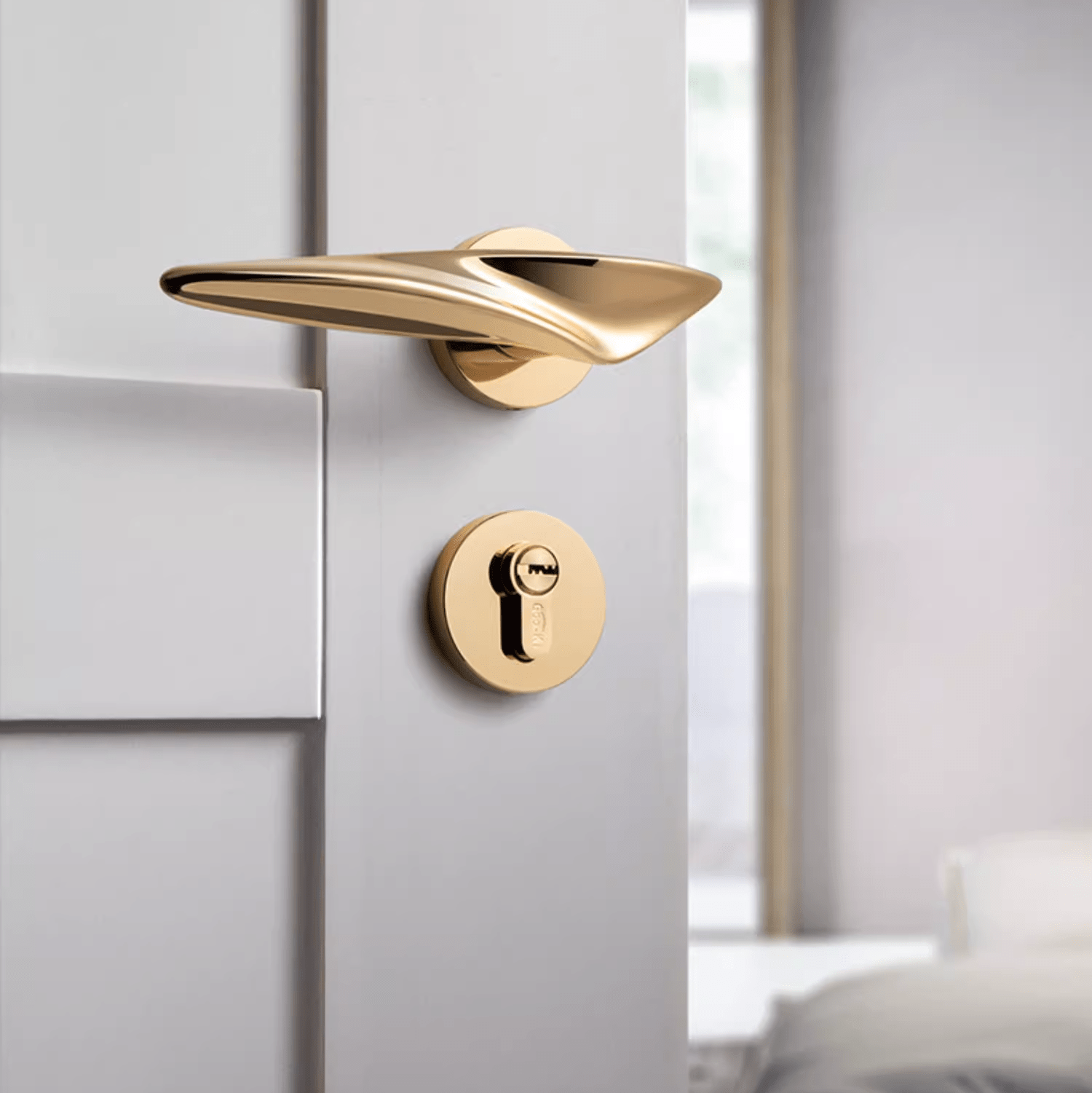 Goo-Ki Irregular Streamline Door Lock Handle Modern Polished Interior Lock Door Hardware