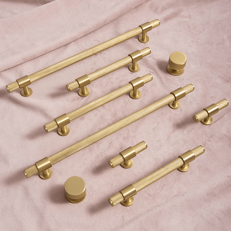 Goo-Ki Italian Style Knurled Closet Door Knob Cupboard Simple Gold Cabinet Pulls