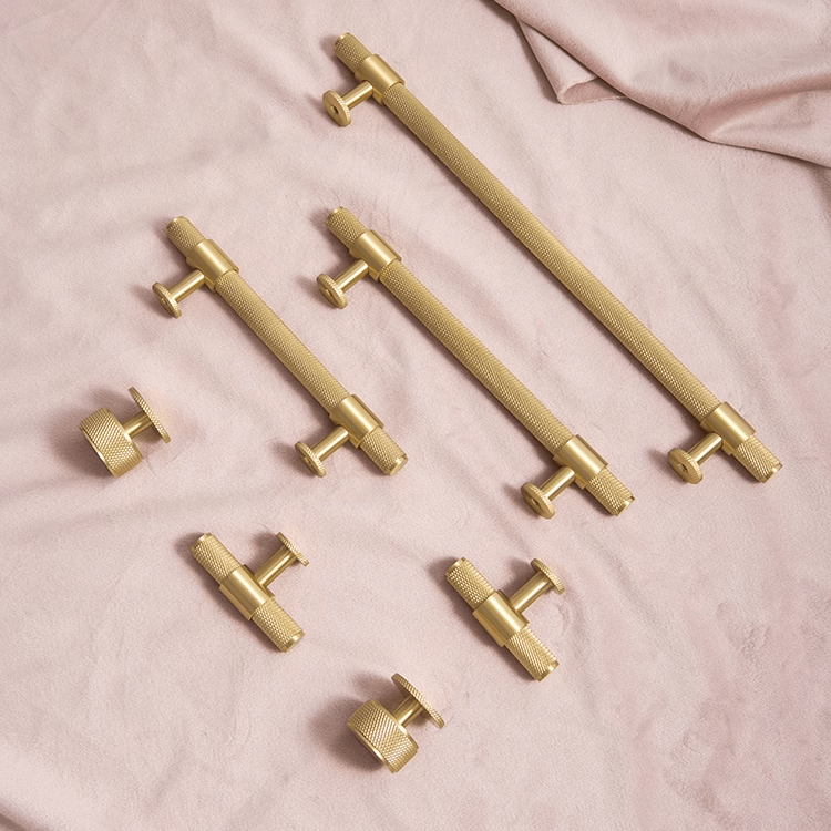 Goo-Ki Italian Style Knurled Closet Door Knob Cupboard Simple Gold Cabinet Pulls