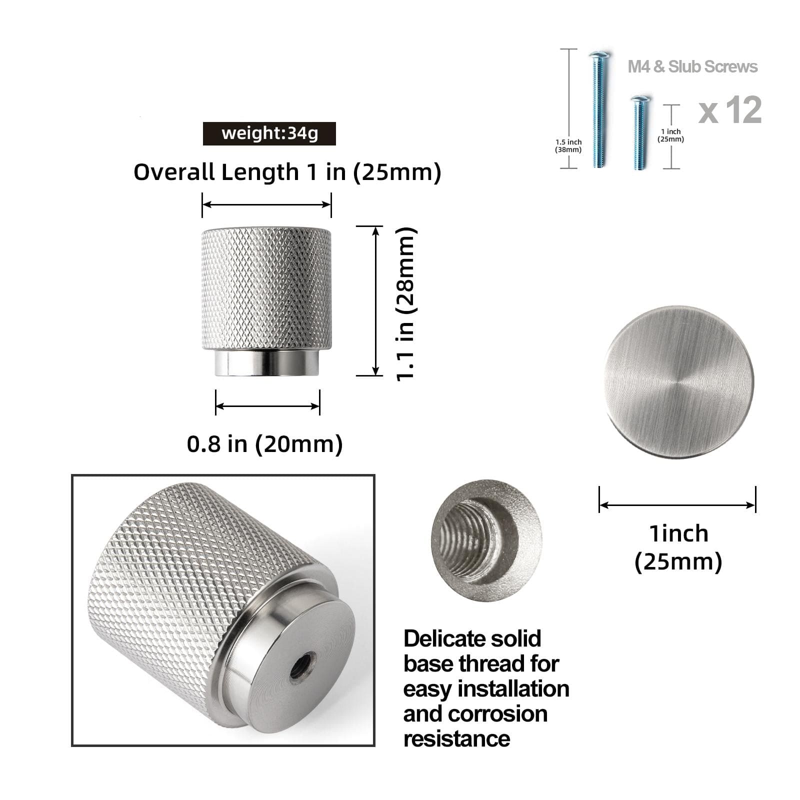 Goo-Ki Knurled Cabinet Knobs Solid Aluminum Bar Pulls Handles for Closet Wardrobe Dresser