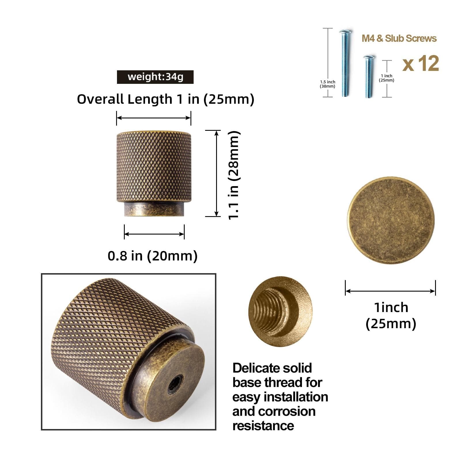 Goo-Ki Knurled Cabinet Knobs Solid Aluminum Bar Pulls Handles for Closet Wardrobe Dresser