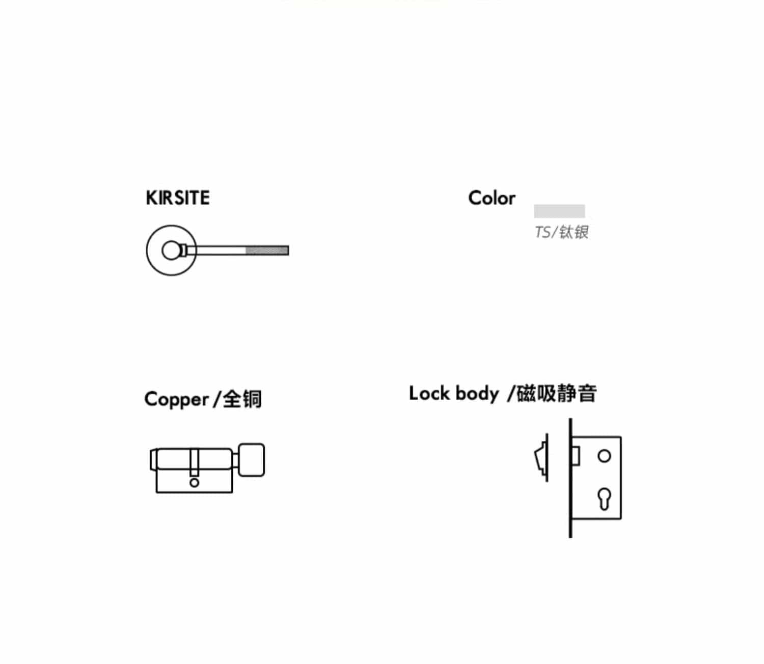 Goo-Ki Knurled Craft Interior Door Lock Mute Magnetic Indoor Medieval Door Handle Set