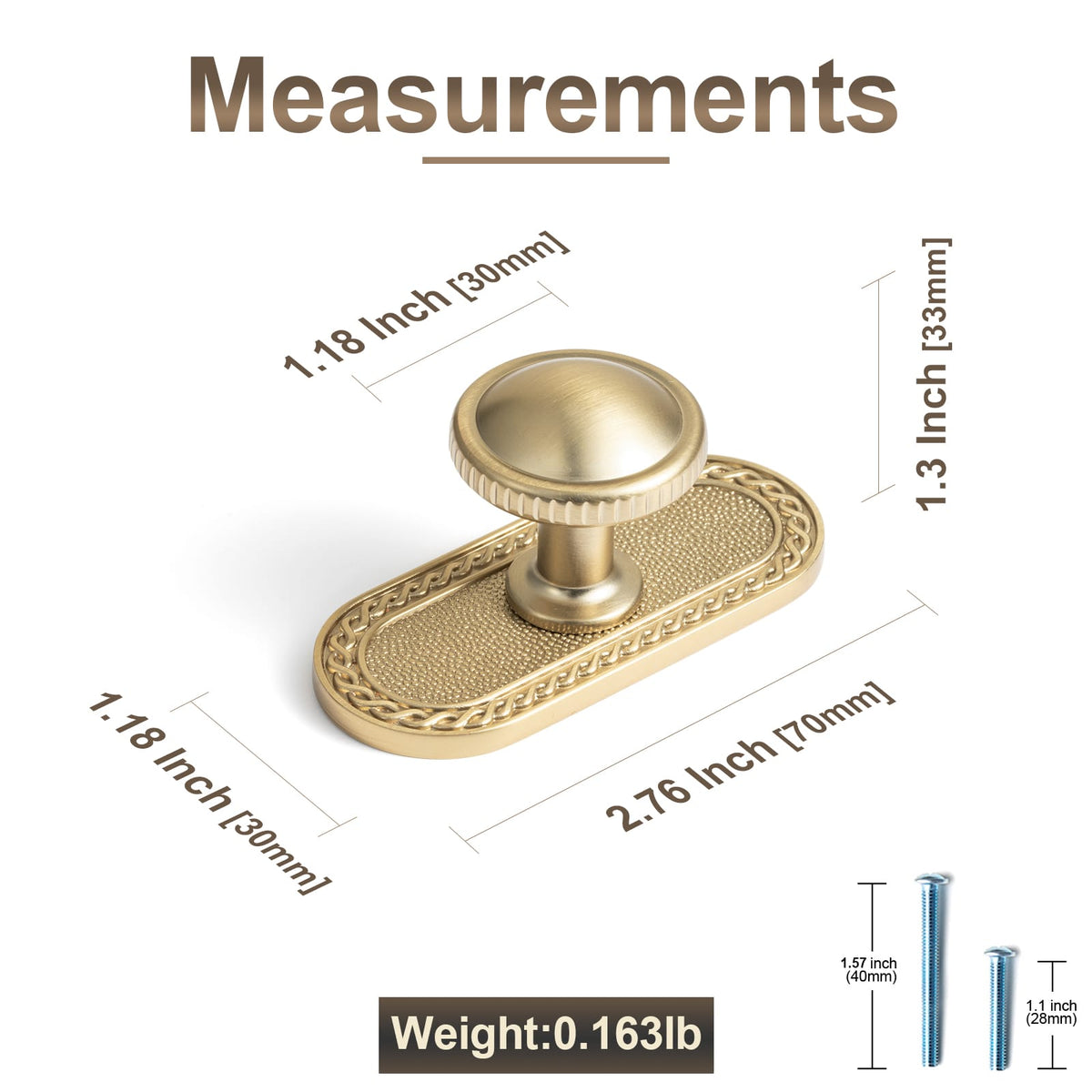 Goo-Ki Knurled Rim Round Cabinet Knobs, Solid Zinc Alloy Mushroom Drawer Knob for Cabinet Doors, Chest of Drawers