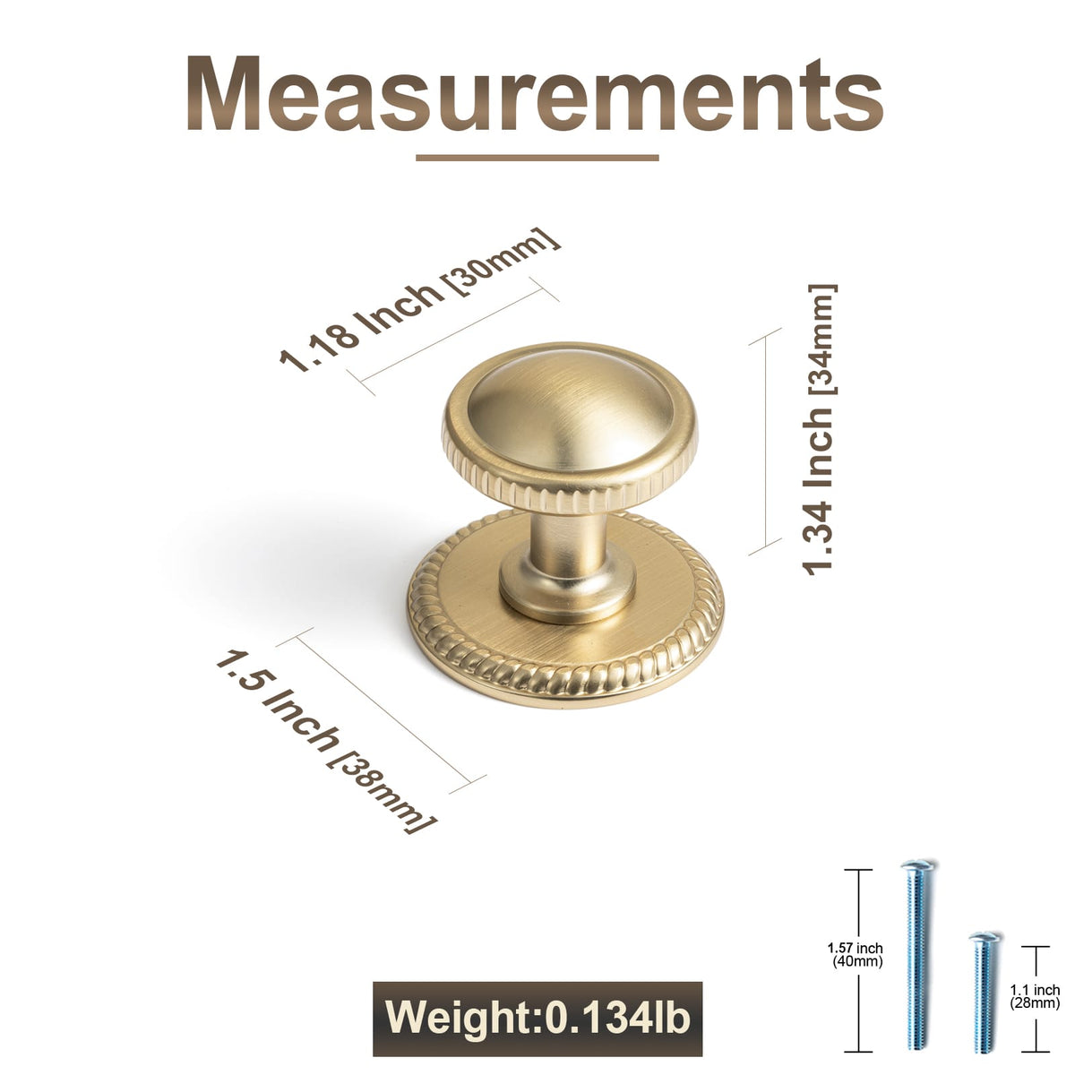 Goo-Ki Knurled Rim Round Cabinet Knobs, Solid Zinc Alloy Mushroom Drawer Knob for Cabinet Doors, Chest of Drawers