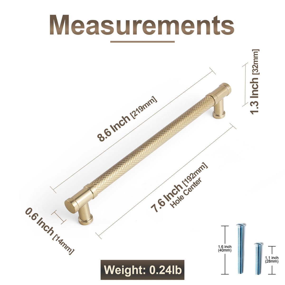 Goo-Ki Knurled T-Bar Cabinet Pull Handles, Zinc Alloy & Aluminum Textured Drawer Pulls for Kitchen Furniture