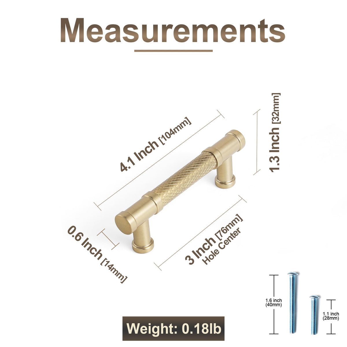 Goo-Ki Knurled T-Bar Cabinet Pull Handles, Zinc Alloy & Aluminum Textured Drawer Pulls for Kitchen Furniture