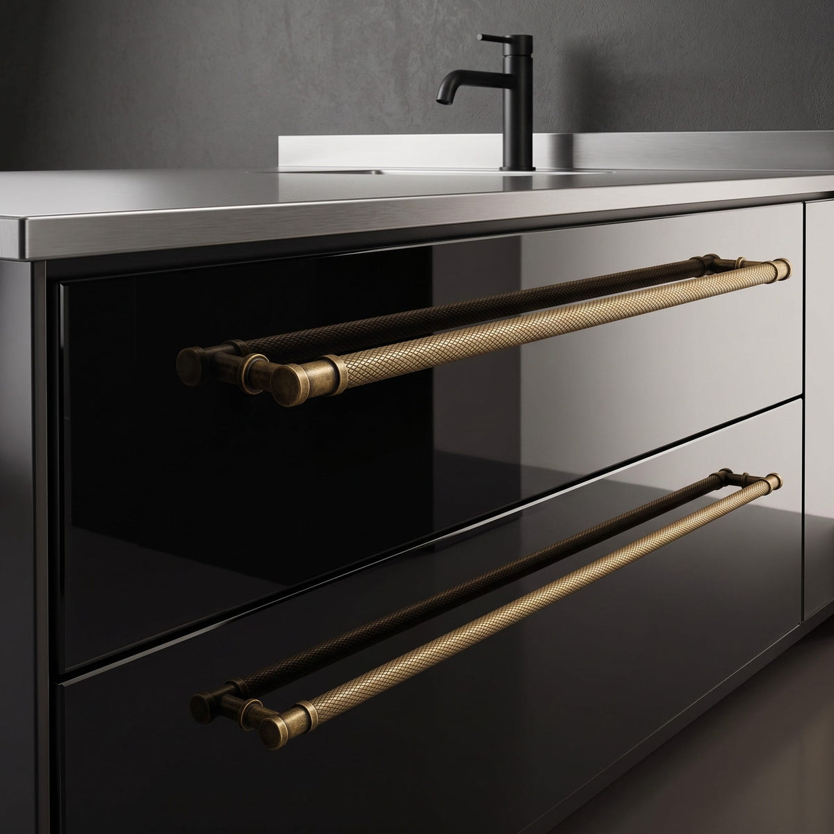 Goo-Ki Knurled T-Bar Cabinet Pull Handles, Zinc Alloy & Aluminum Textured Drawer Pulls for Kitchen Furniture