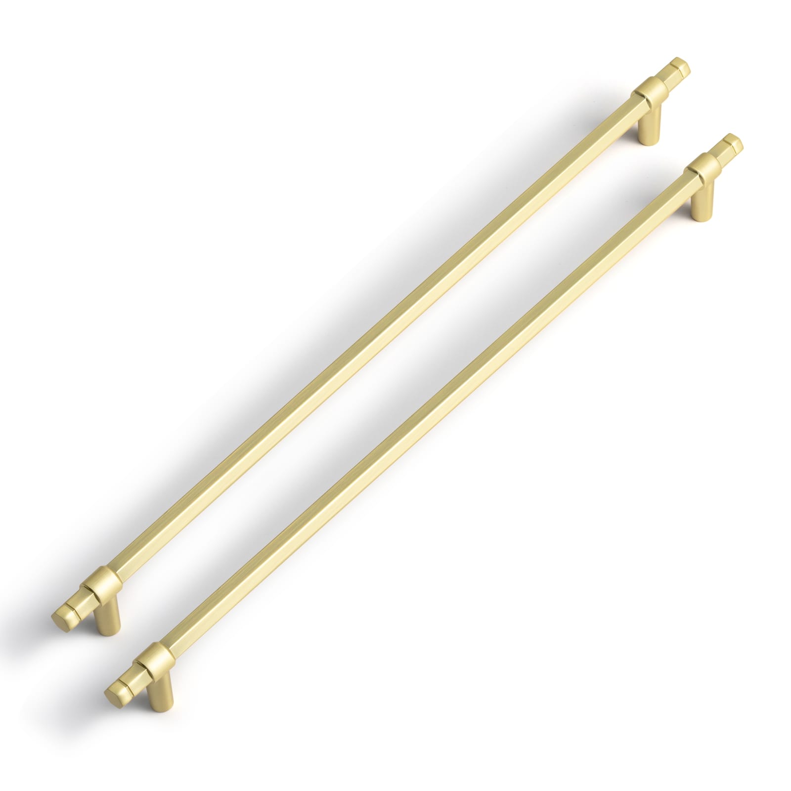 Goo-Ki Light Brushed Brass / 12.6'' Hole Center / 6 Pack 【Clearance Sale!】Hexagonal Cabinet Handles Solid Zinc Alloy Drawer Hardware Finger Pull
