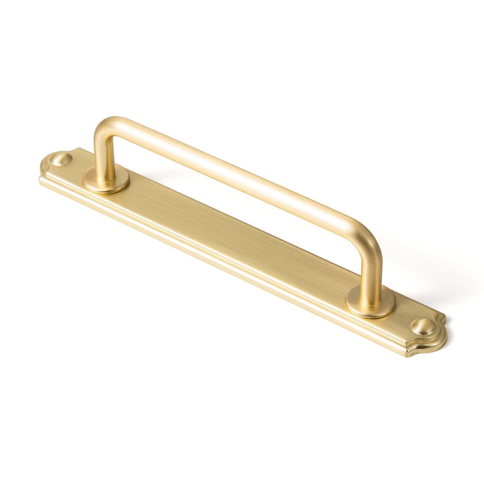 Goo-Ki Light Brushed Brass / 5'' Hole Center / 2 Pack Stylish Contoured Cabinet Handle with Back Plate Decorative Cabinet Hardware