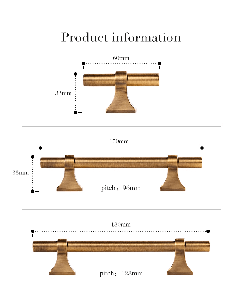 Goo-Ki Luxury Stain Brass Furniture Handle Solid Brass Kitchen Cabinet Pull T Bar Handle