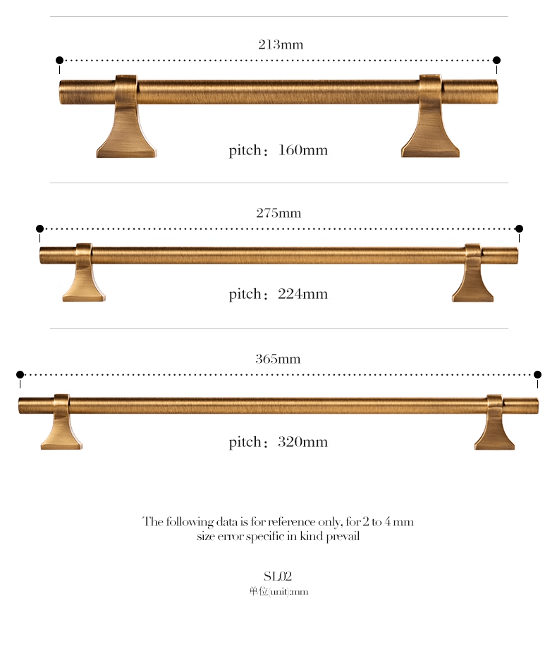 Goo-Ki Luxury Stain Brass Furniture Handle Solid Brass Kitchen Cabinet Pull T Bar Handle