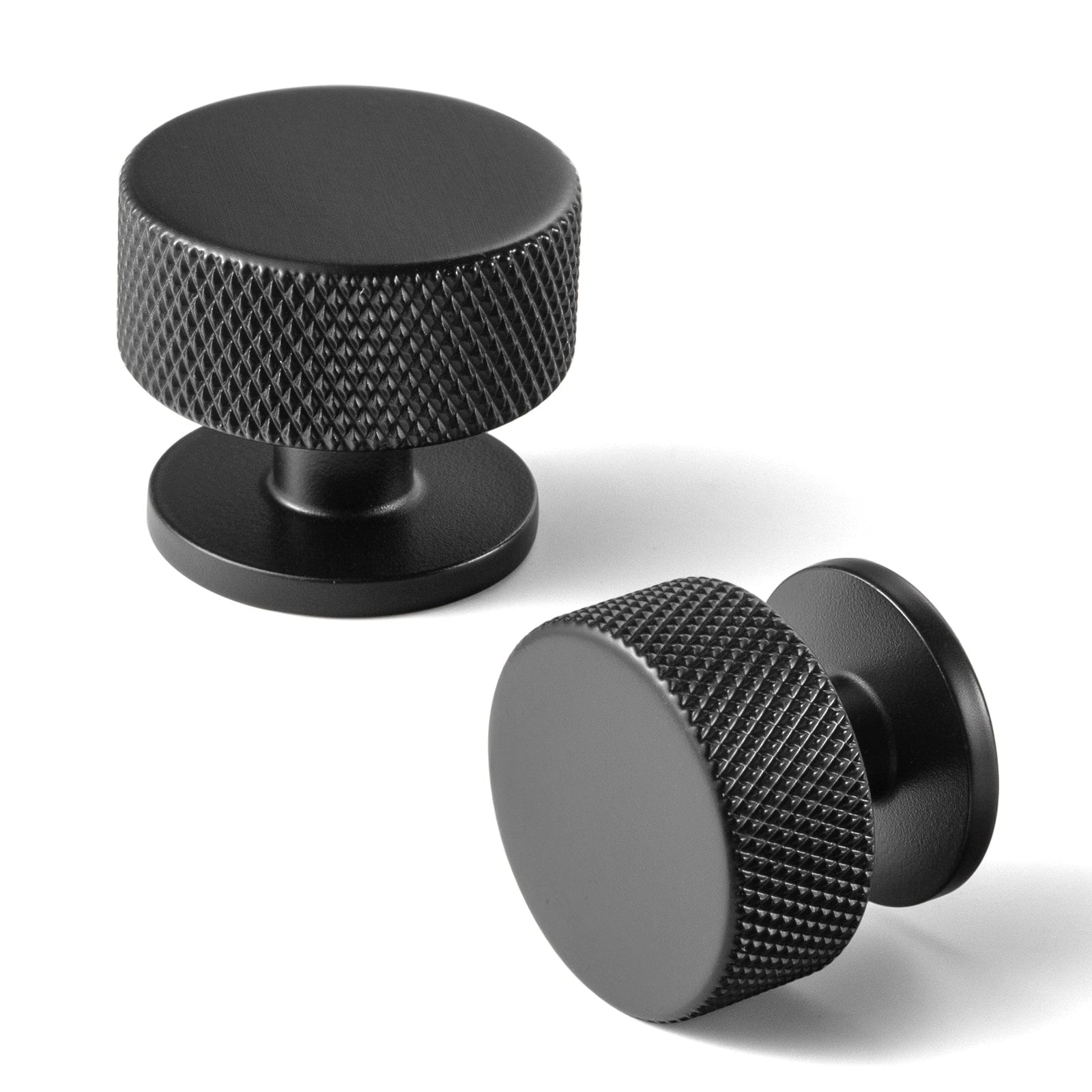 Goo-Ki Matte Black / 1.2'' Knob / 6 Pack Single Hole Knurled Decorations Cabinet Large Knob Hardware for Bedroom Kitchen
