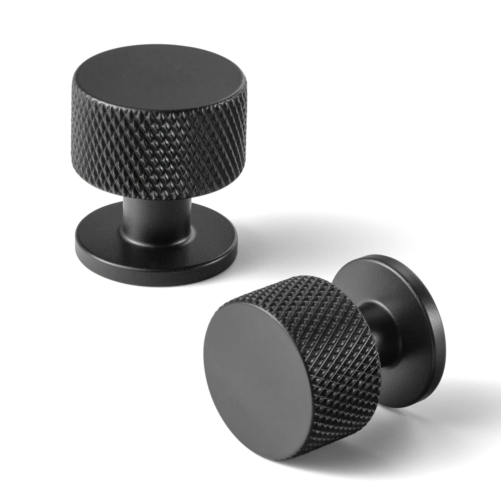 Goo-Ki Matte Black / 1'' Knob / 6 Pack Single Hole Knurled Decorations Cabinet Large Knob Hardware for Bedroom Kitchen