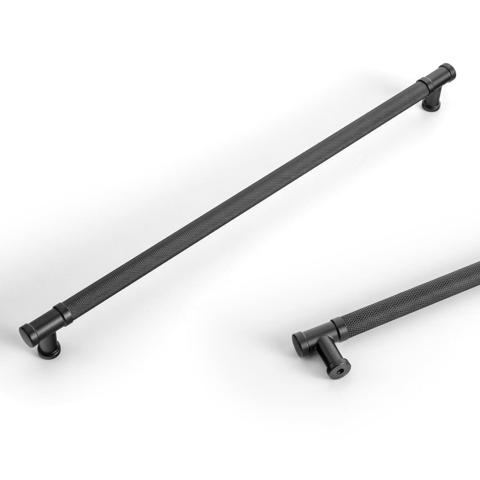 Goo-Ki Matte Black / 12.6'' Hole Center / 6 Pack Knurled Metal Alloy Vintage Bronze Bar Pull Kitchen Hardware