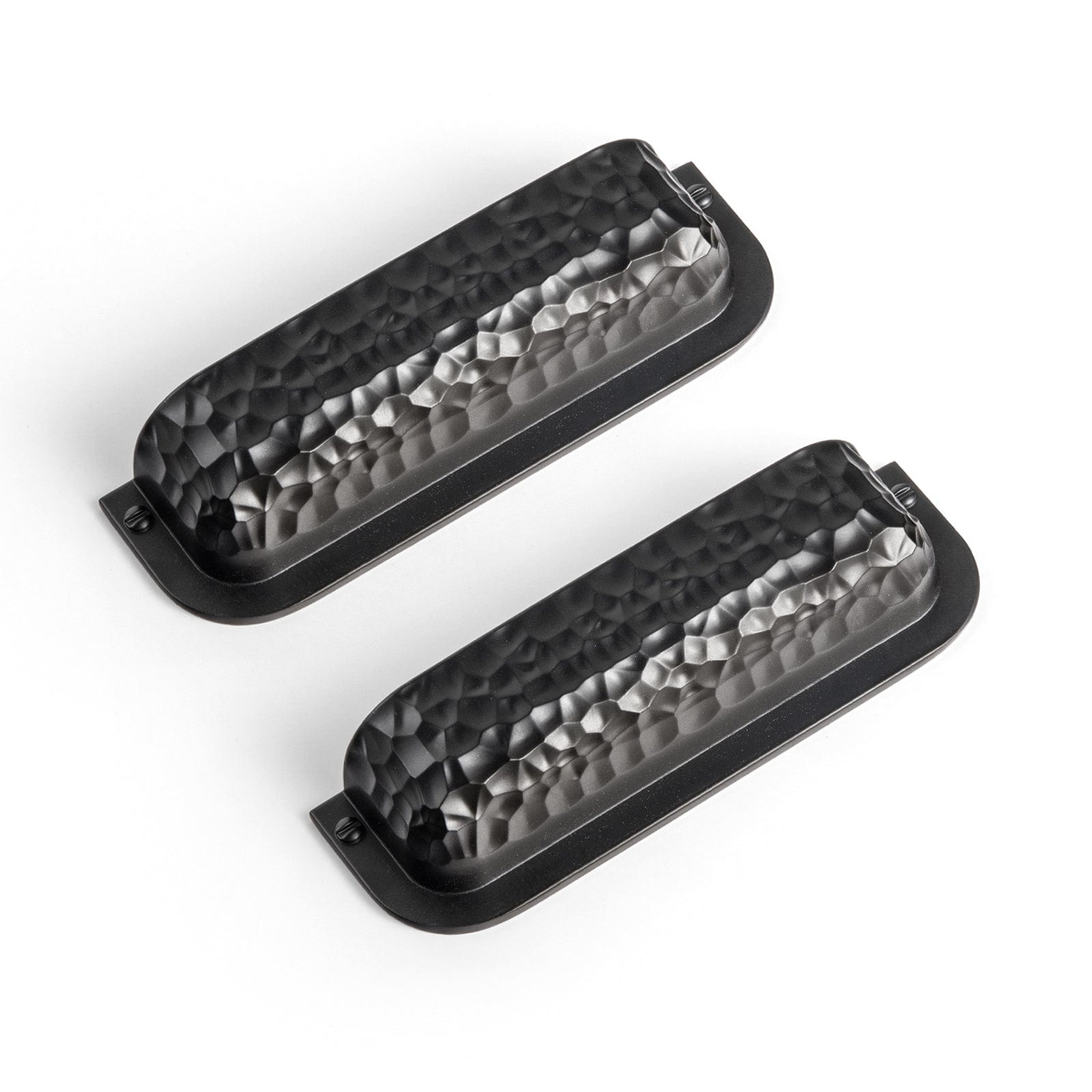 Goo-Ki Matte Black / 3'' Hole Center / 6 Pack Hammered Zinc Alloy Cabinet Cup Pulls Retro Style Drawer Handles with Unique Pattern