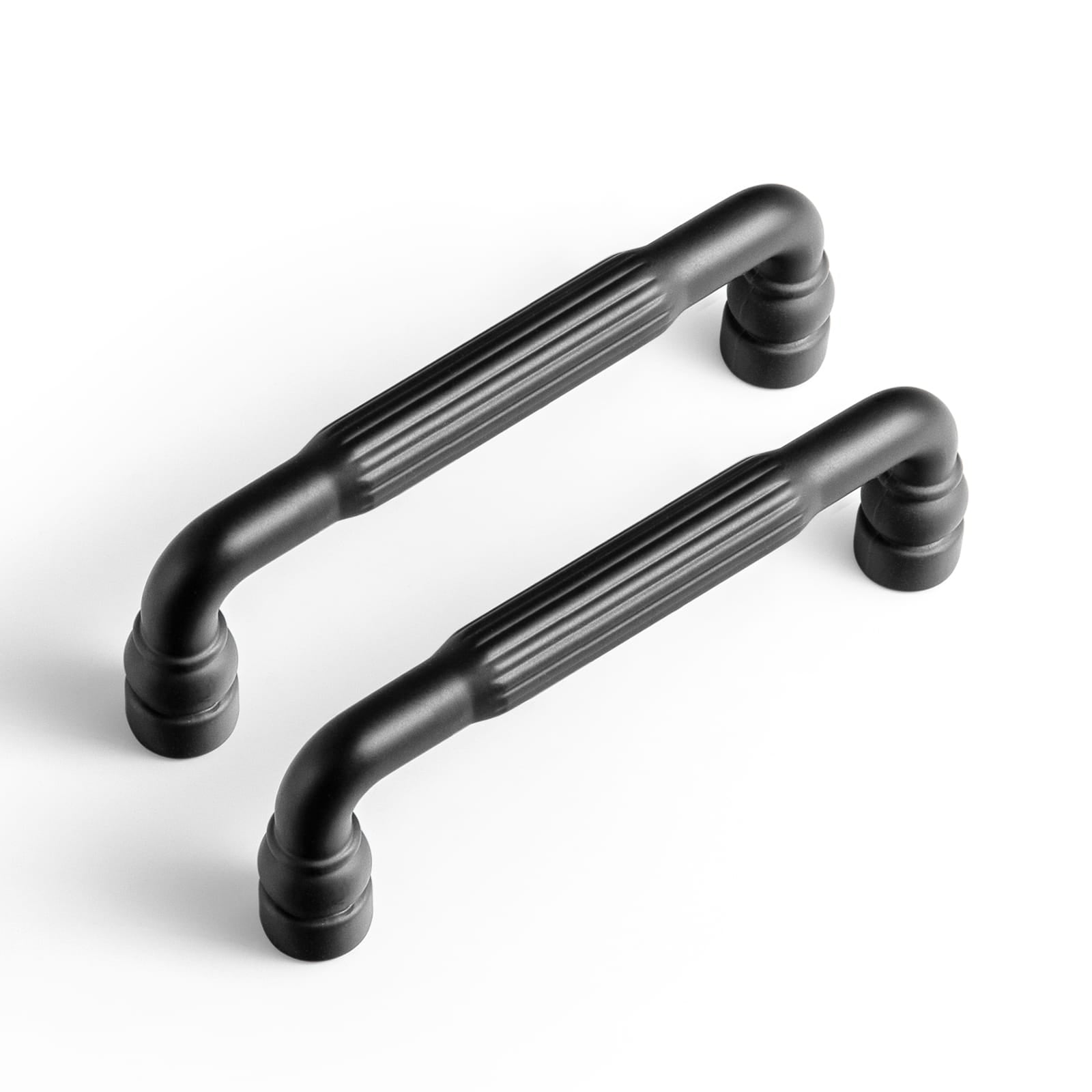 Goo-Ki Matte Black / 3'' Hole Center / 6 Pack Industrial Decorative Cabinet Pulls Unique L-shaped Drawer Handles with Textured Grip