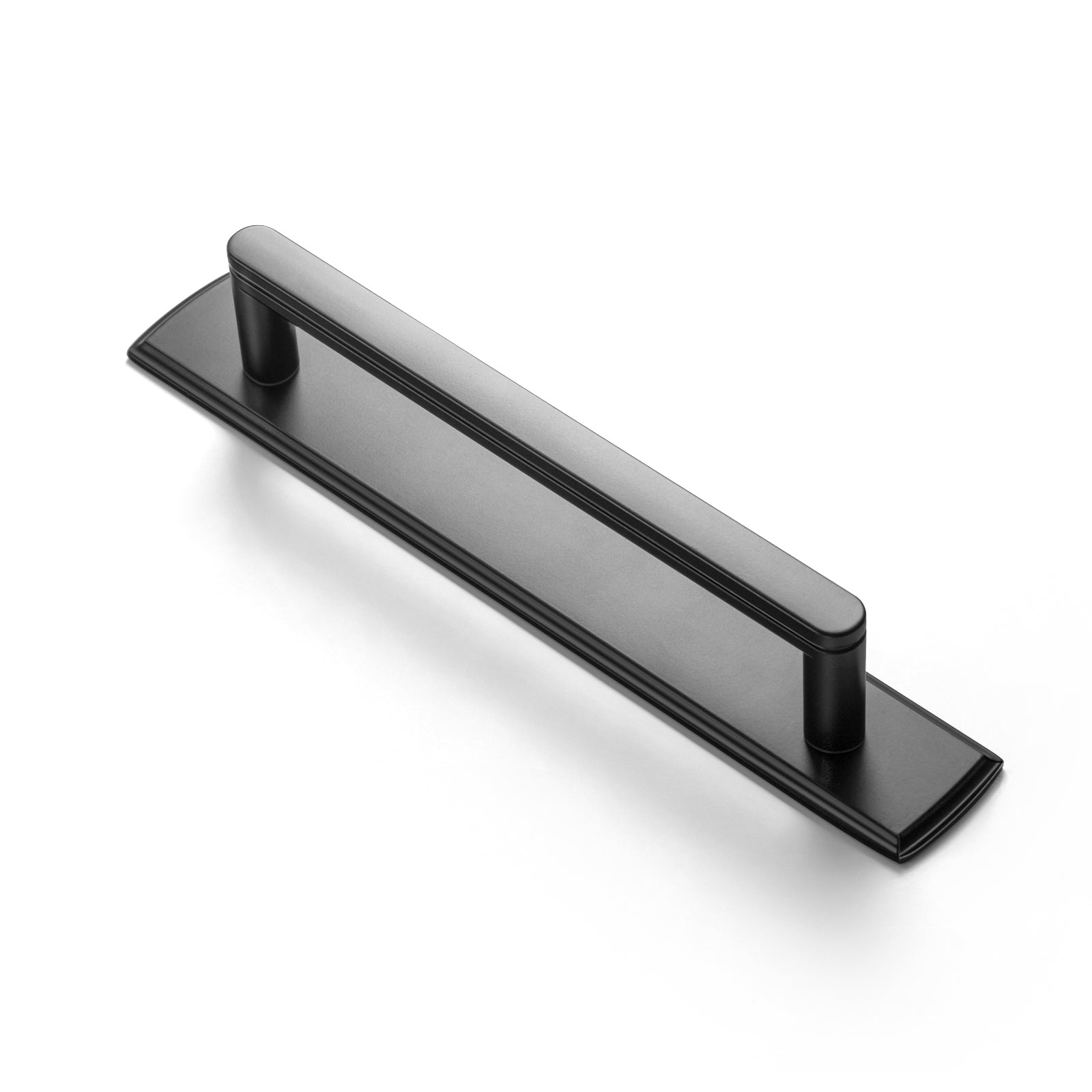 Goo-Ki Matte Black / 5'' Hole Center / 2 Pack Cabinet Handles with Back Plate Vintage Kitchen Drawer Pulls with Subtle Curves