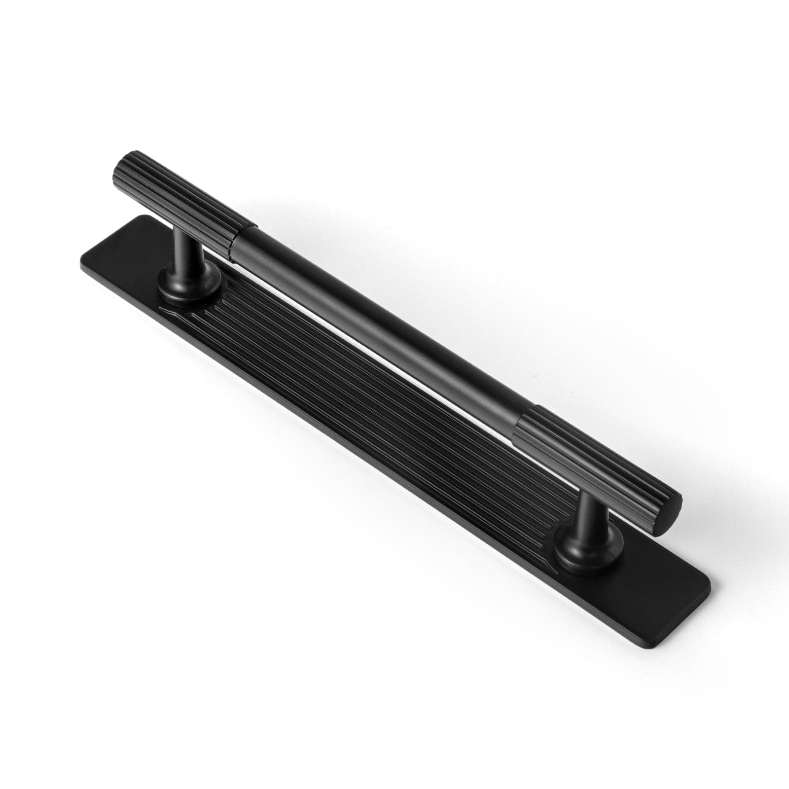 Goo-Ki Matte Black / 5'' Hole Center / 2 Pack Striped Cabinet Pull Retro Brass Cabinet Handles Knobs with Back Plate