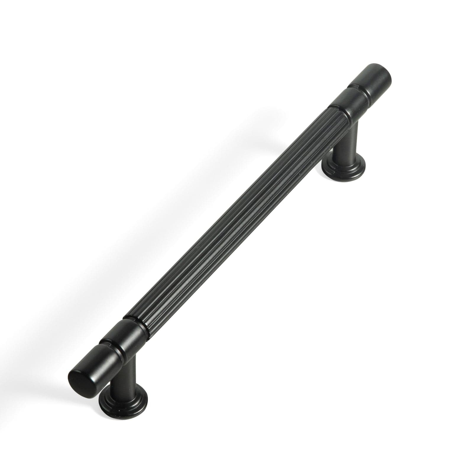 Goo-Ki Matte Black / 5'' Hole Center / 6 Pack Industrial Style Retro Zinc Alloy Cabinet Pulls with Striped Texture