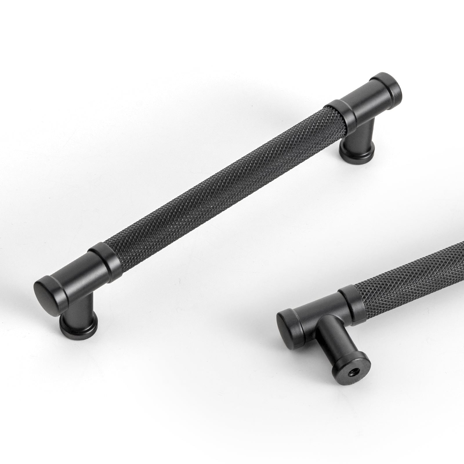 Goo-Ki Matte Black / 5'' Hole Center / 6 Pack Knurled Metal Alloy Vintage Bronze Bar Pull Kitchen Hardware