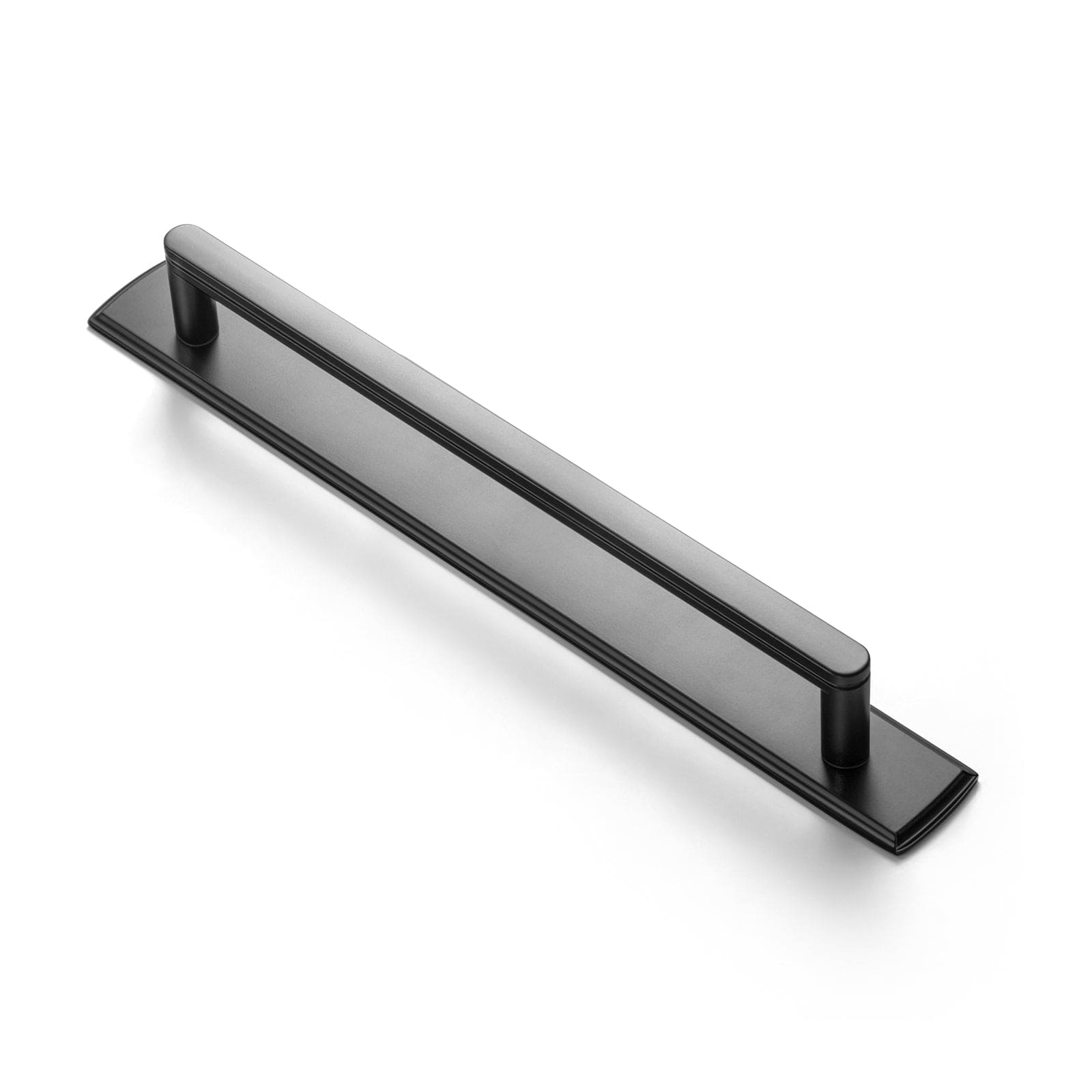 Goo-Ki Matte Black / 7.6'' Hole Center / 2 Pack Cabinet Handles with Back Plate Vintage Kitchen Drawer Pulls with Subtle Curves
