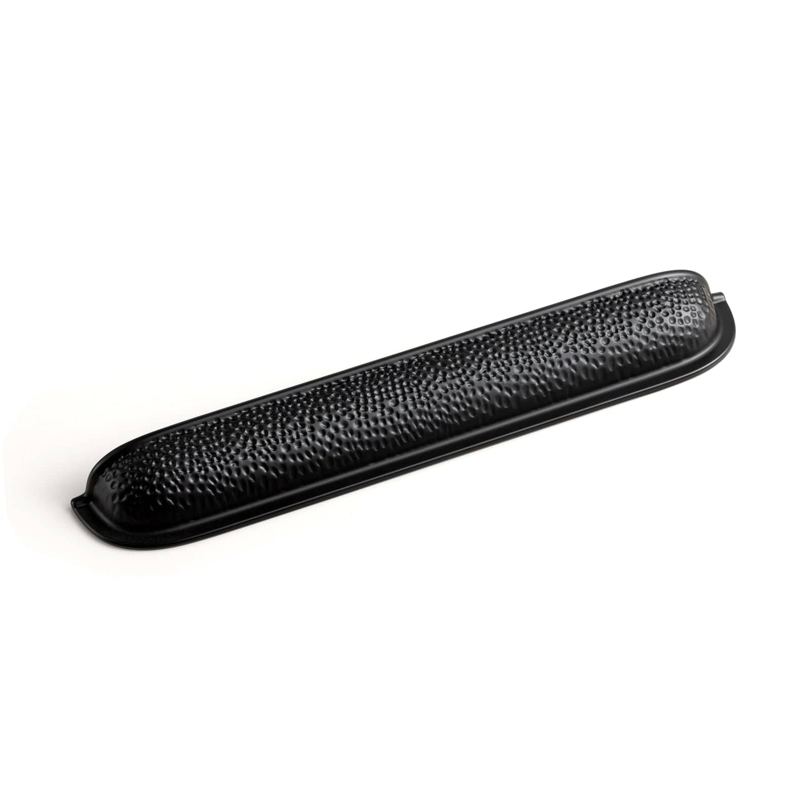 Goo-Ki Matte Black / 7.6'' Hole Center / 6 Pack Hammered Texture Cabinet Cup Pulls with Curved Edges Elegant Vintage Drawer Bin Handle for Kitchen