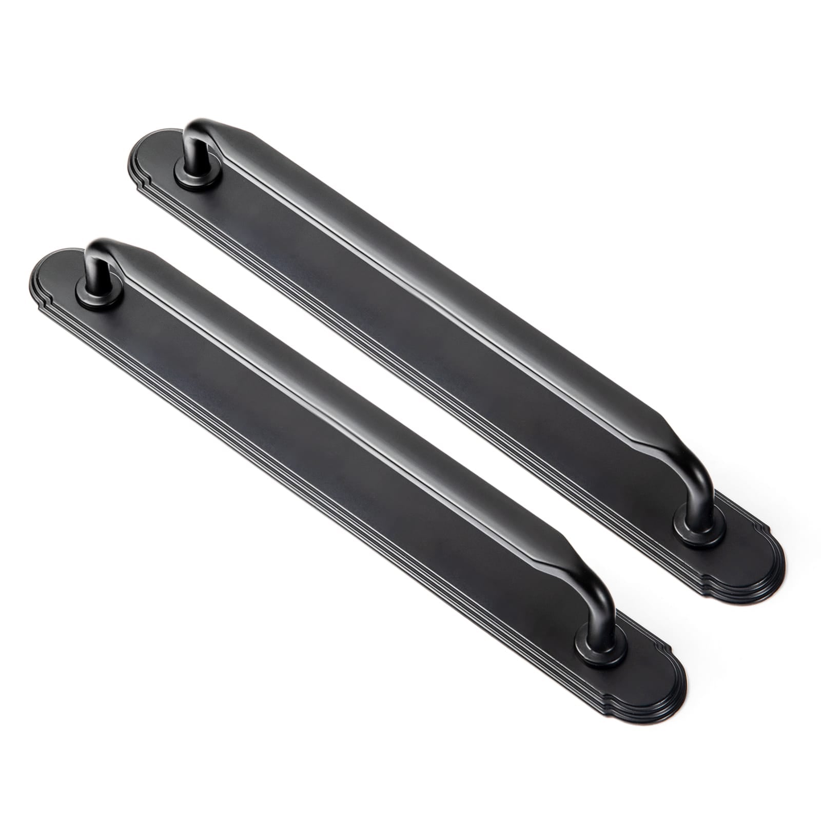Goo-Ki Matte Black / G014 / 7.6'' Hole Center 2 Pack Elegant Vintage Zinc Alloy Cabinet Handles with Long Backplate, Classic Furniture Hardware for Cabinets, Wardrobes & Dressers