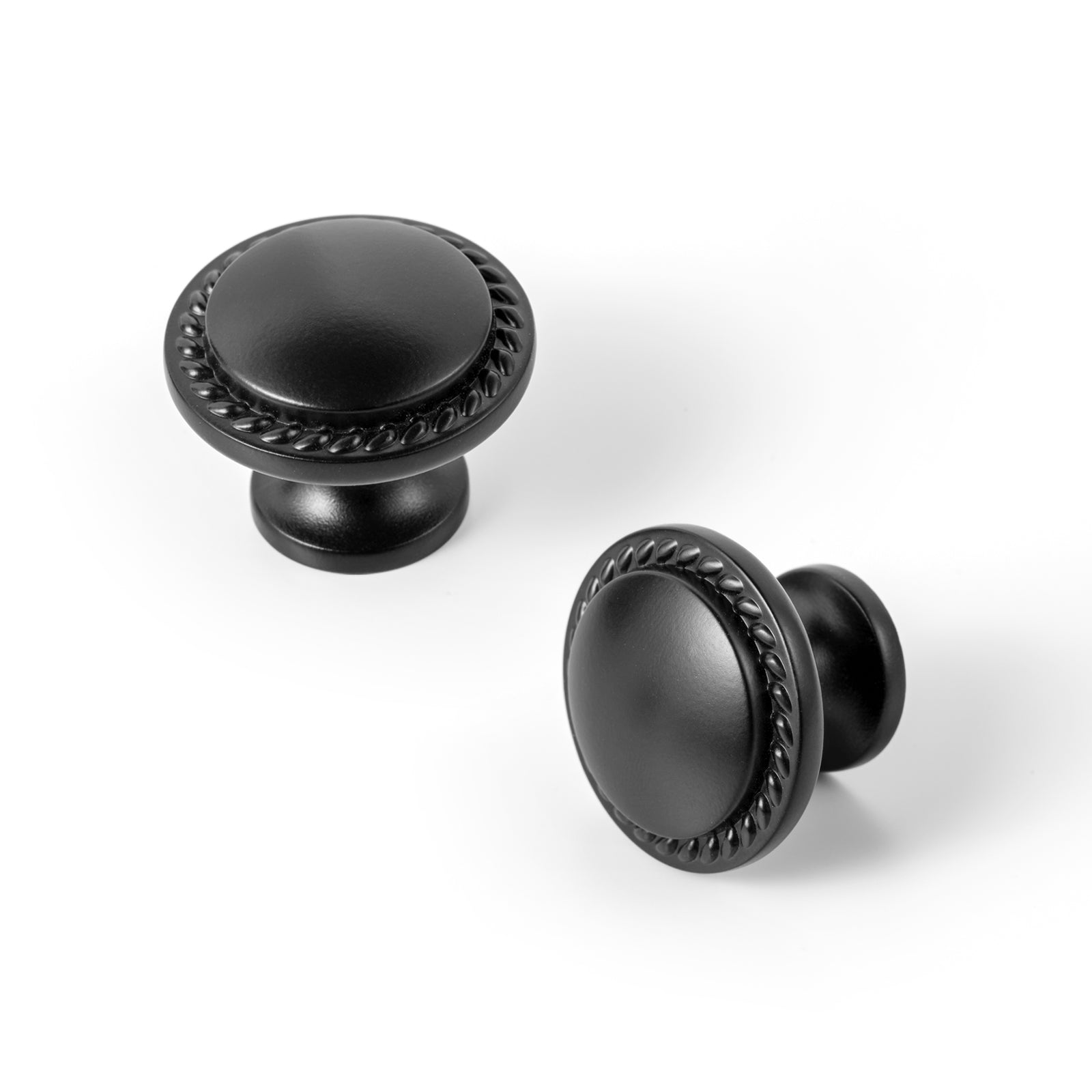 Goo-Ki Matte Black / Knob / 12 Pack Classic Round Design Cabinet Knobs with Wheatear Border for Kitchen Drawers