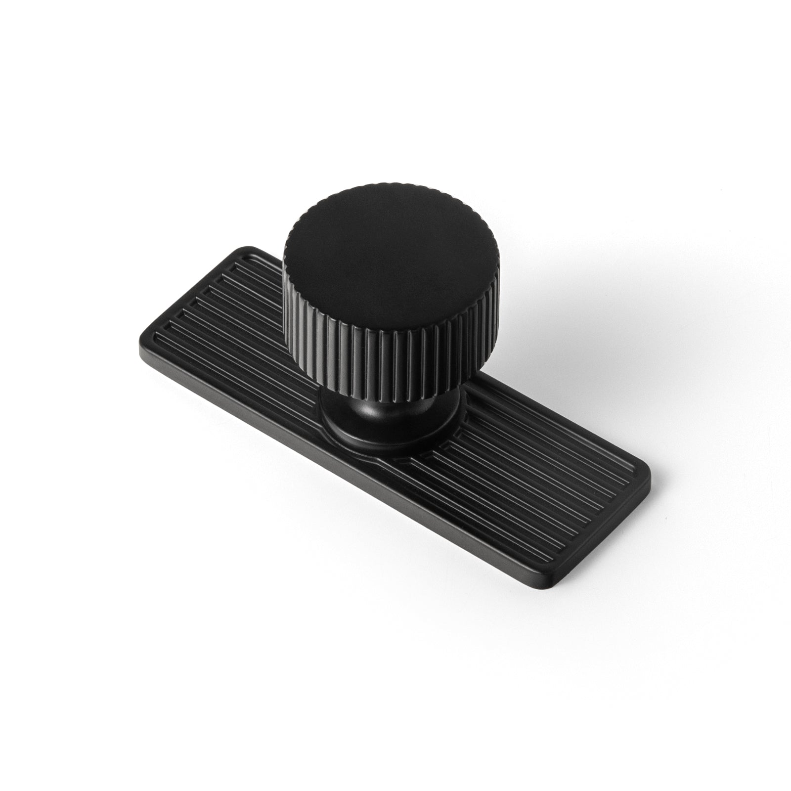 Goo-Ki Matte Black / Knob / 2 Pack Striped Cabinet Pull Retro Brass Cabinet Handles Knobs with Back Plate