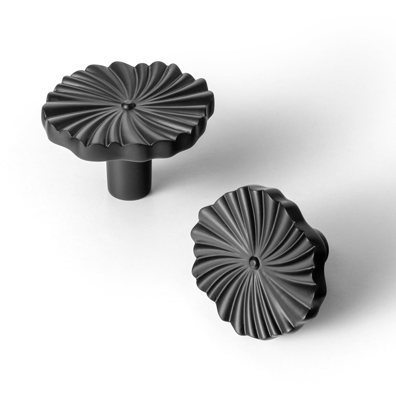 Goo-Ki Matte Black / Knob / 6 Pack Sunburst Zinc Alloy Drawer Knobs with Flower Design Ornate Sun-Ray Design Cabinet Hardware