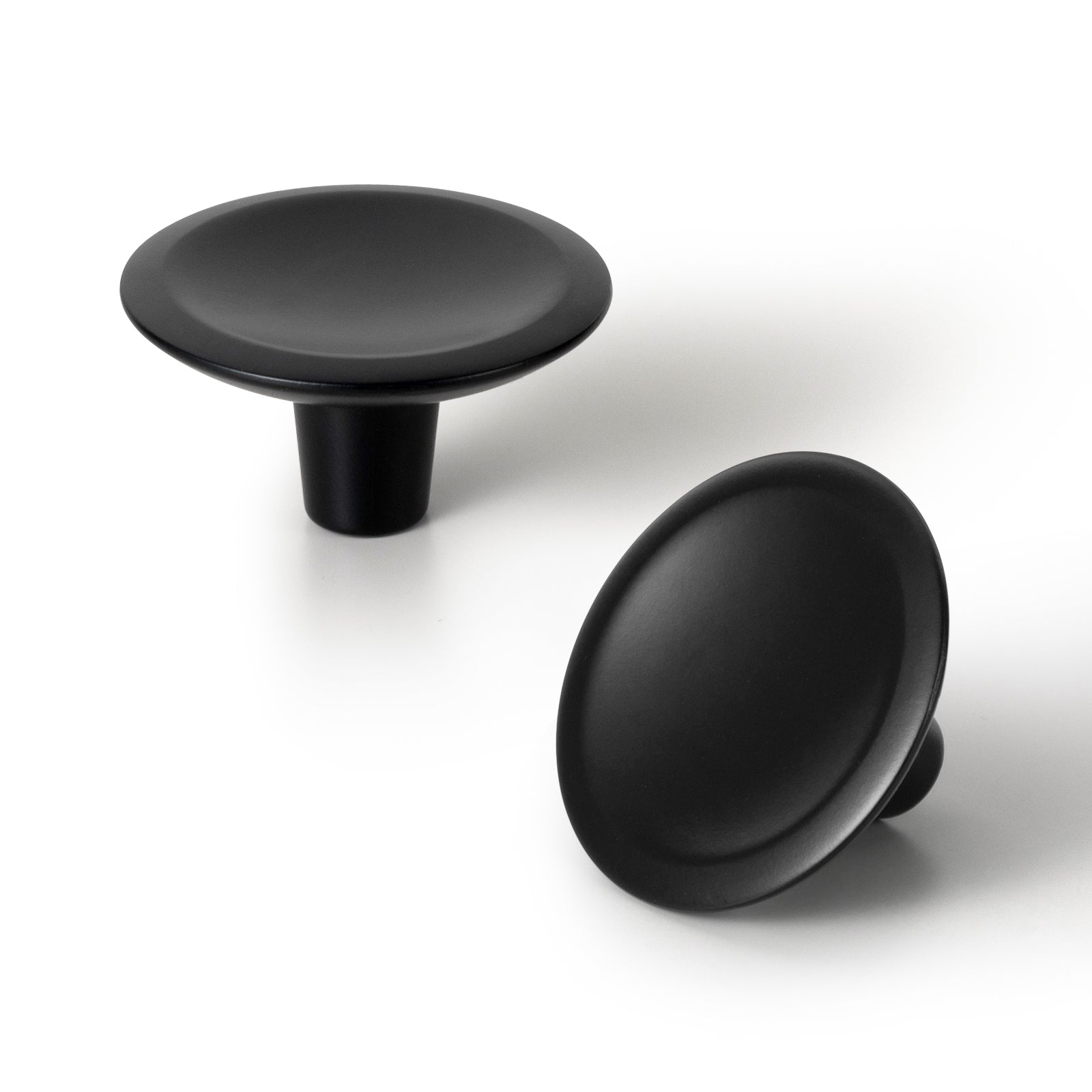 Goo-Ki Matte Black / Knob Plus / 6 Pack Round Vintage Cabinet Knobs Concave Design with Tapered Base Kitchen Drawer Hardware