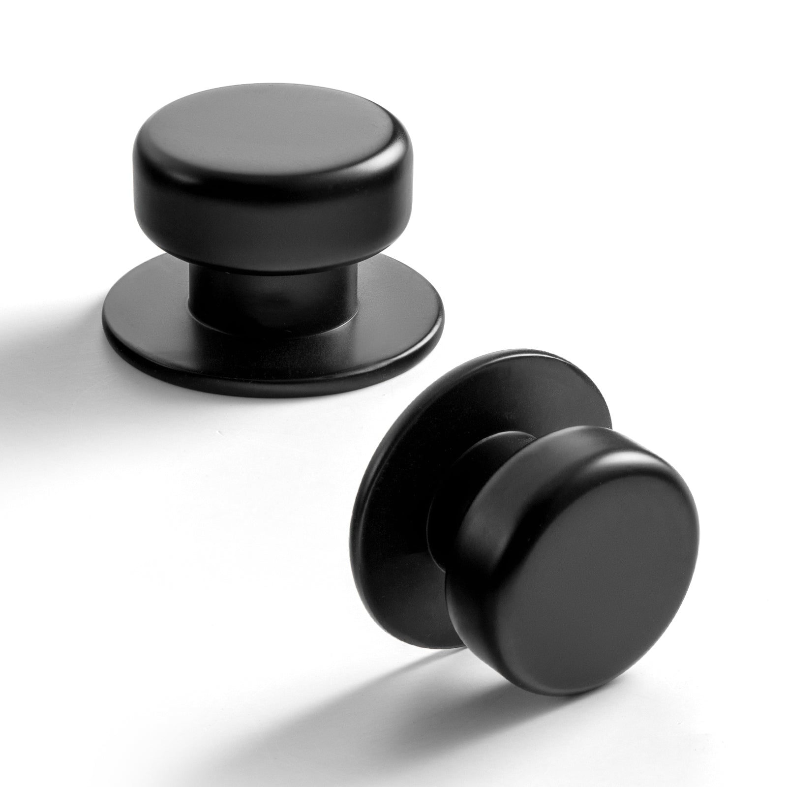 Goo-Ki Matte Black / Knob Plus / 6 Pack Rustic Finish Round Cabinet Hardware Knobs Stable Large Base Drawer Knob