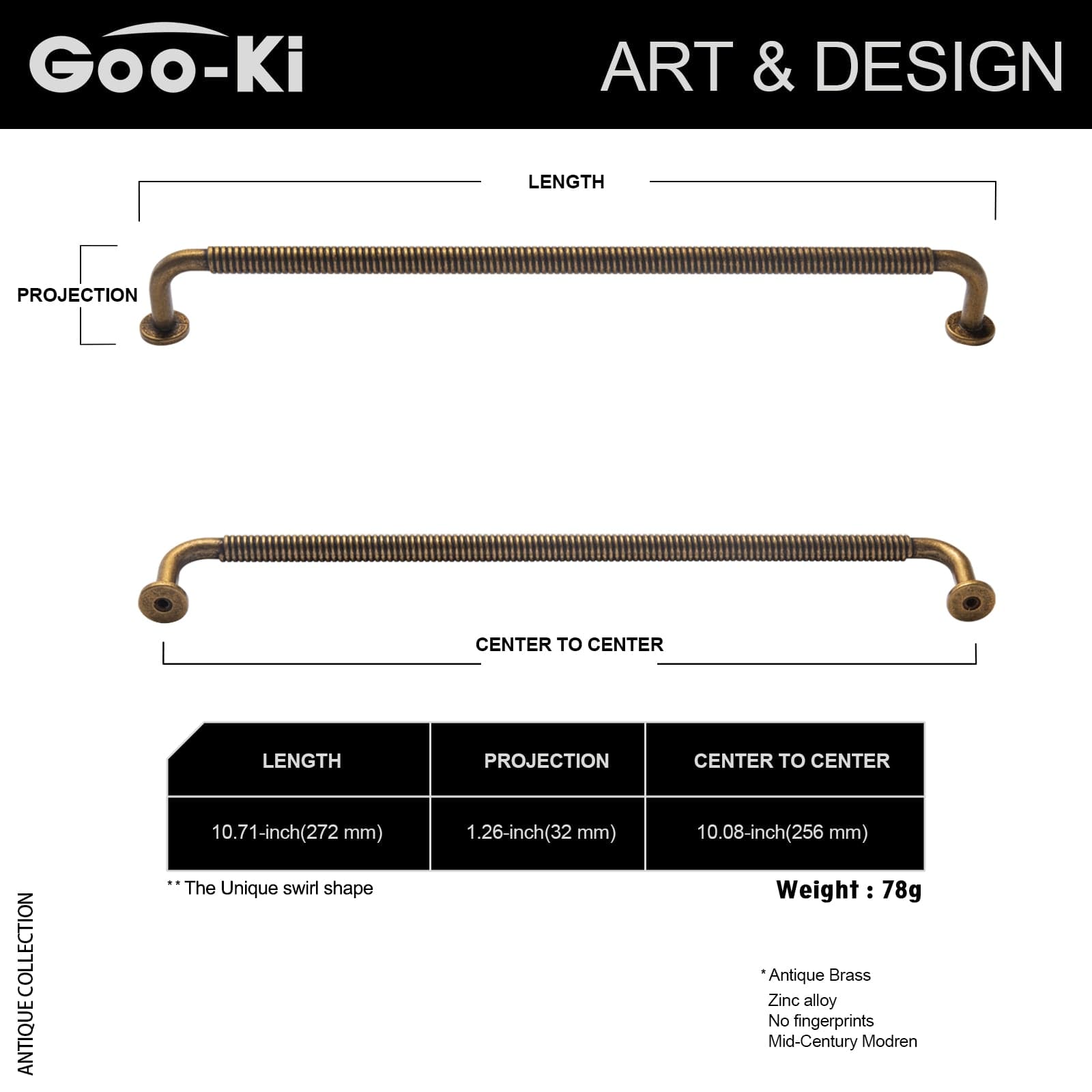 Goo-Ki Mid-Century Swirl Cabinet Bar Handles Home Improvement Dresser Pulls