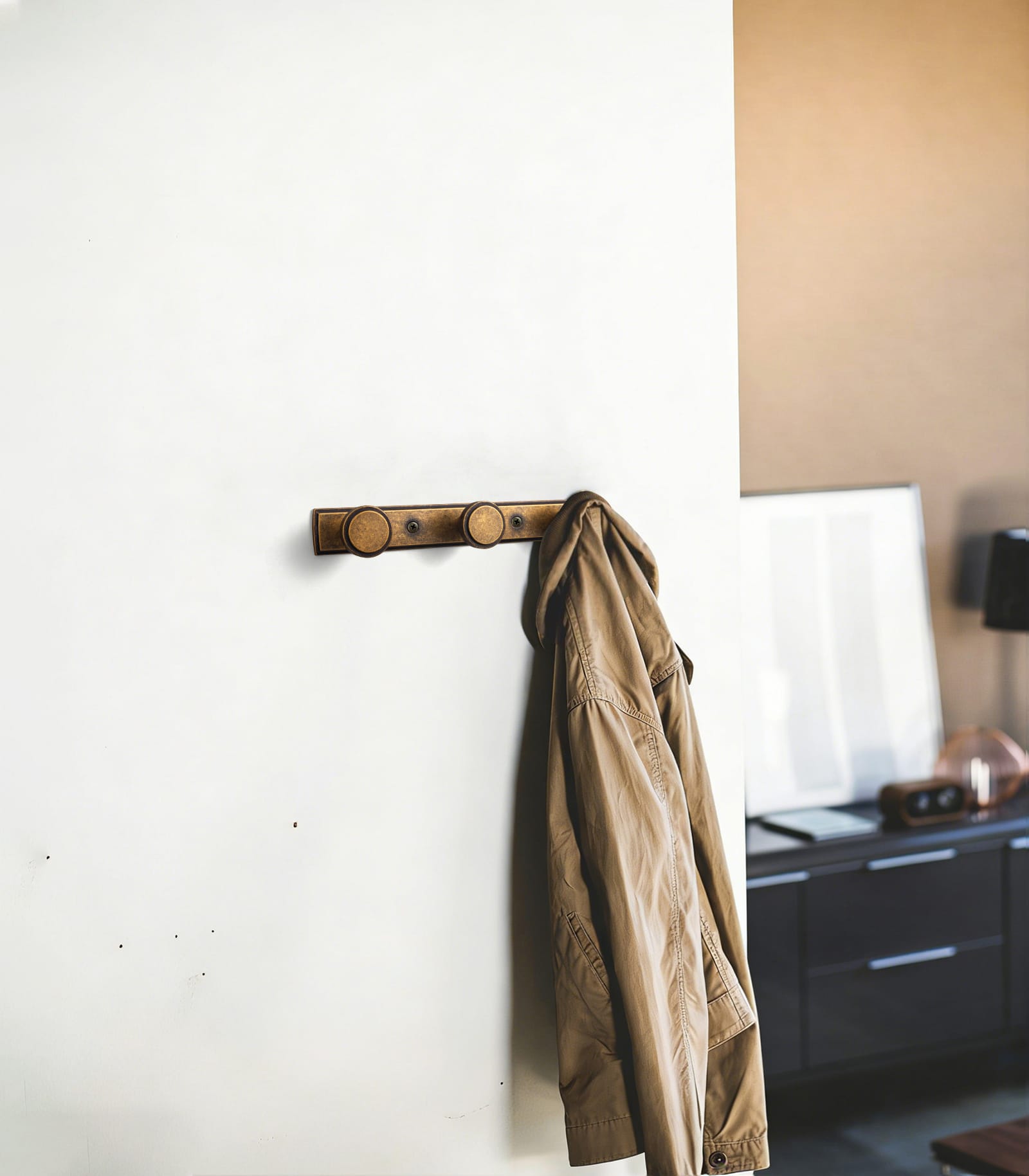 Goo-Ki Minimalist Round Knob Zinc Alloy Coat Hook Rail, Wall Mounted Robe Hanger for Coats, Towels & Accessories