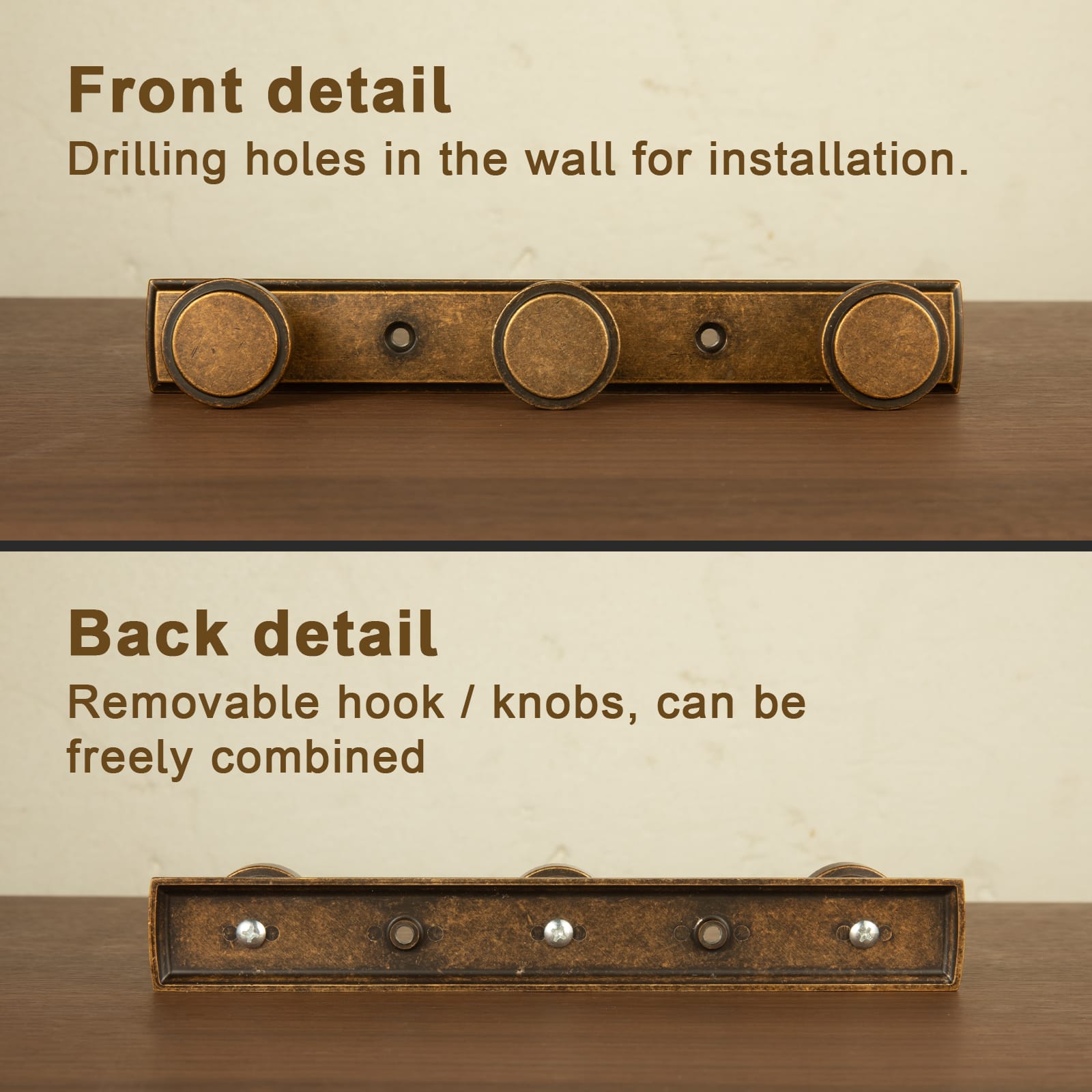 Goo-Ki Minimalist Round Knob Zinc Alloy Coat Hook Rail, Wall Mounted Robe Hanger for Coats, Towels & Accessories