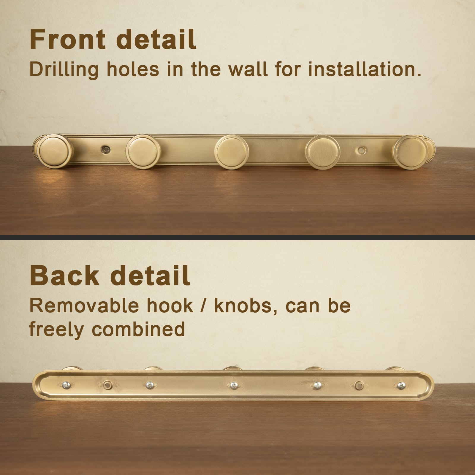 Goo-Ki Minimalist Round Knob Zinc Alloy Coat Hook Rail, Wall Mounted Robe Hanger for Coats, Towels & Accessories
