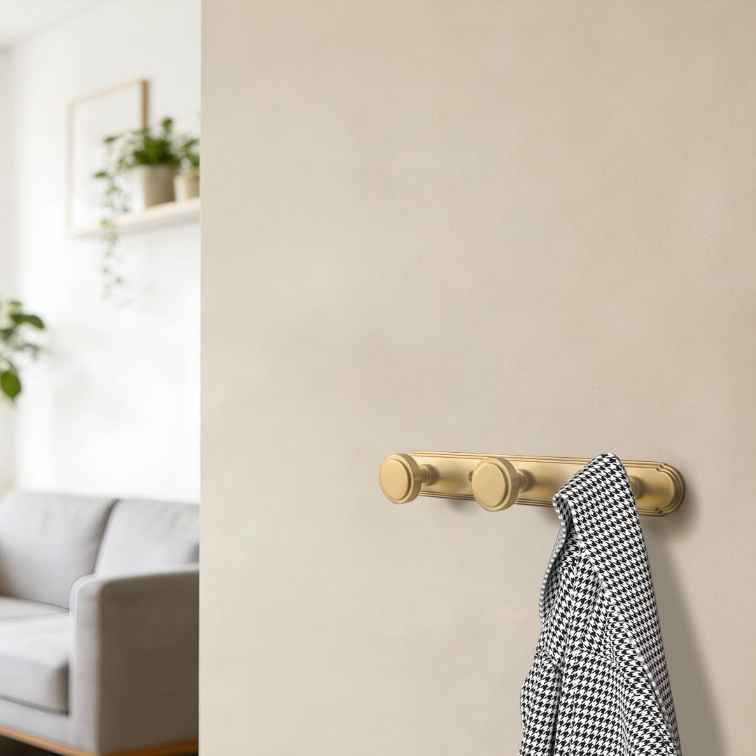 Goo-Ki Minimalist Round Knob Zinc Alloy Coat Hook Rail, Wall Mounted Robe Hanger for Coats, Towels & Accessories