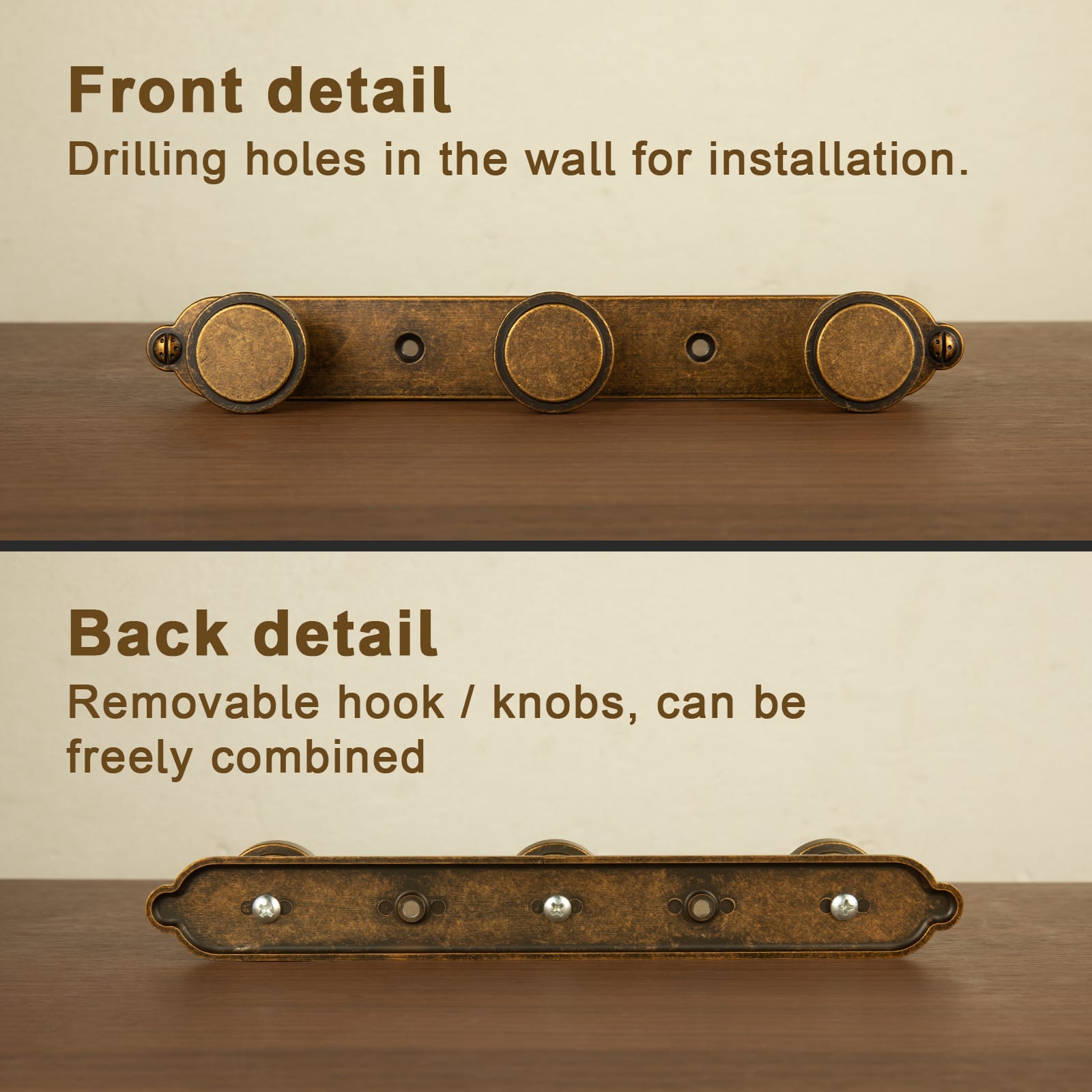 Goo-Ki Minimalist Round Knob Zinc Alloy Coat Hook Rail, Wall Mounted Robe Hanger for Coats, Towels & Accessories