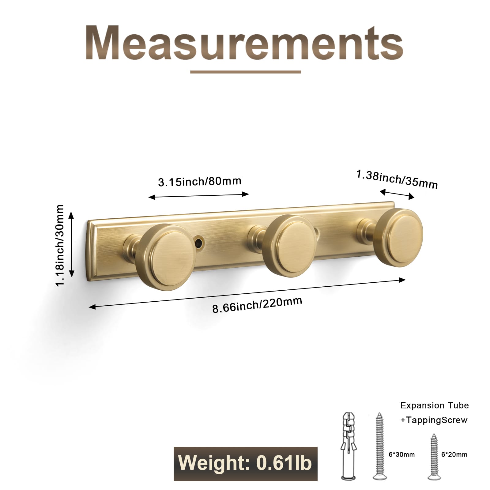 Goo-Ki Minimalist Round Knob Zinc Alloy Coat Hook Rail, Wall Mounted Robe Hanger for Coats, Towels & Accessories