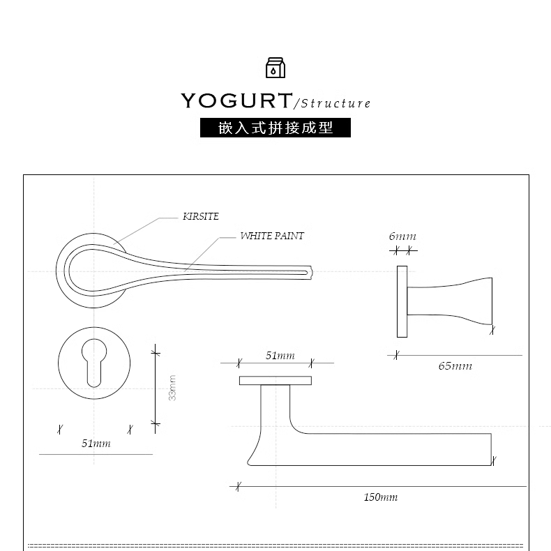 Goo-Ki Modern Bedroom Door Lock Security Entry Split Silent Interior Door Lock