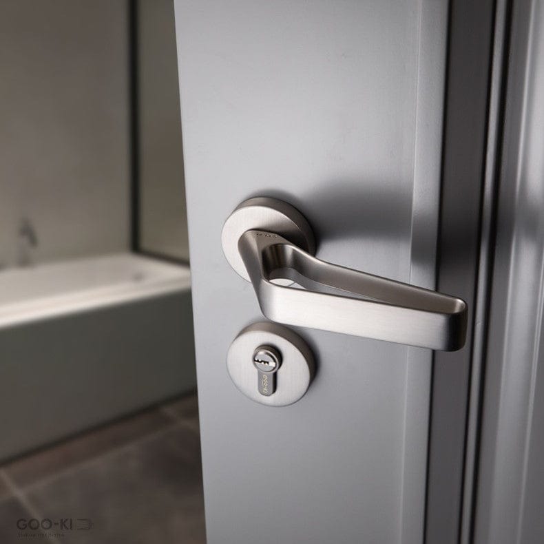 Goo-Ki Modern Brushed Nickel Hollow out Interior Door Lock Security Mute Lock Set